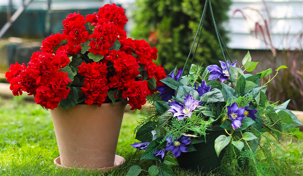 How to Fill a Planter with Outdoor Artificial Plants and Flowers