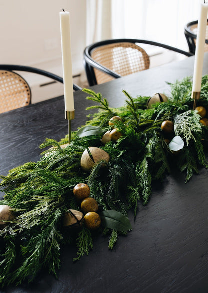 Artificial Norfolk Pine Table Centerpiece Styled with Pears at Afloral