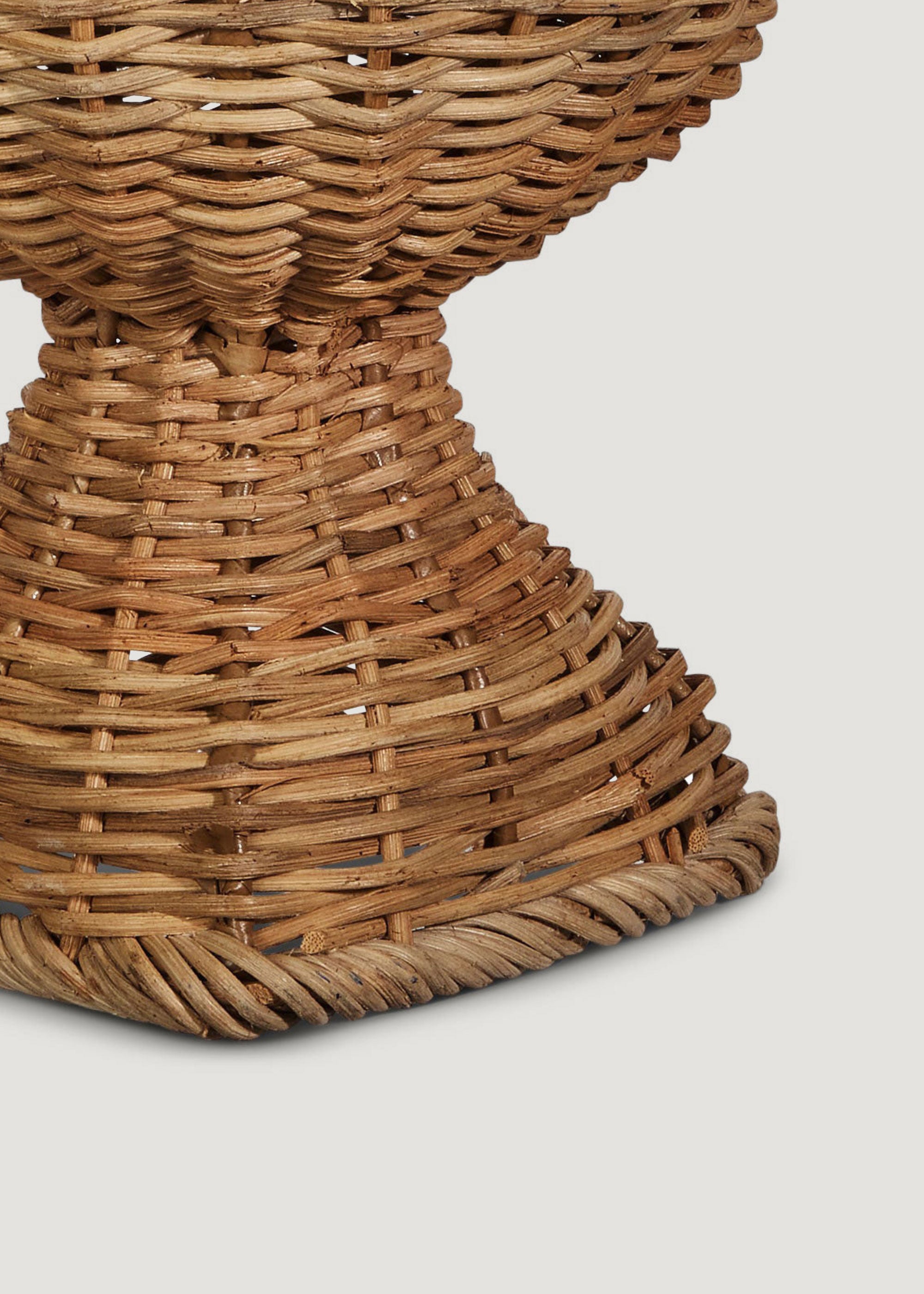 Close-up of Woven Rattan Urn Planter Pot Bottom