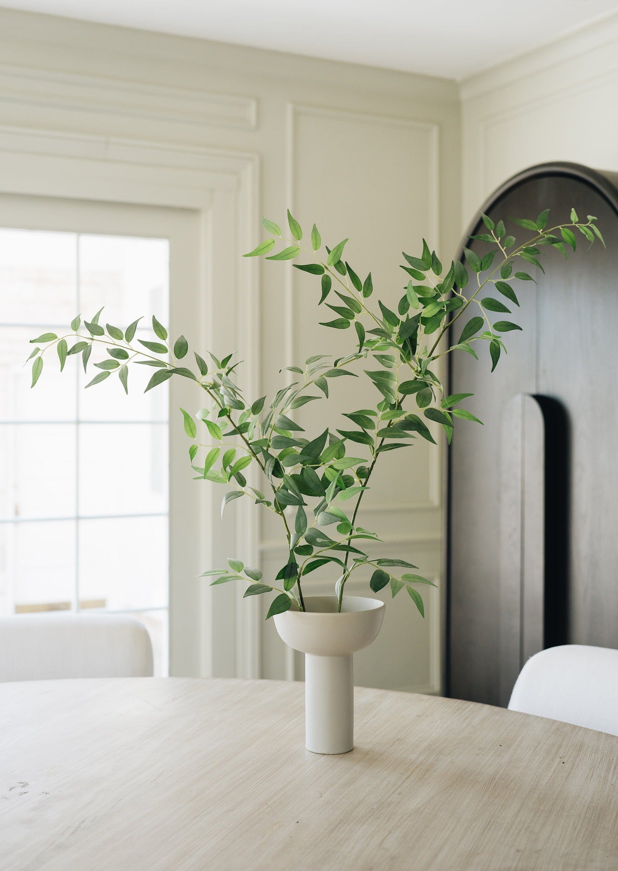 Afloral Artificial Ruscus Branches Styled in Ikebana Vase