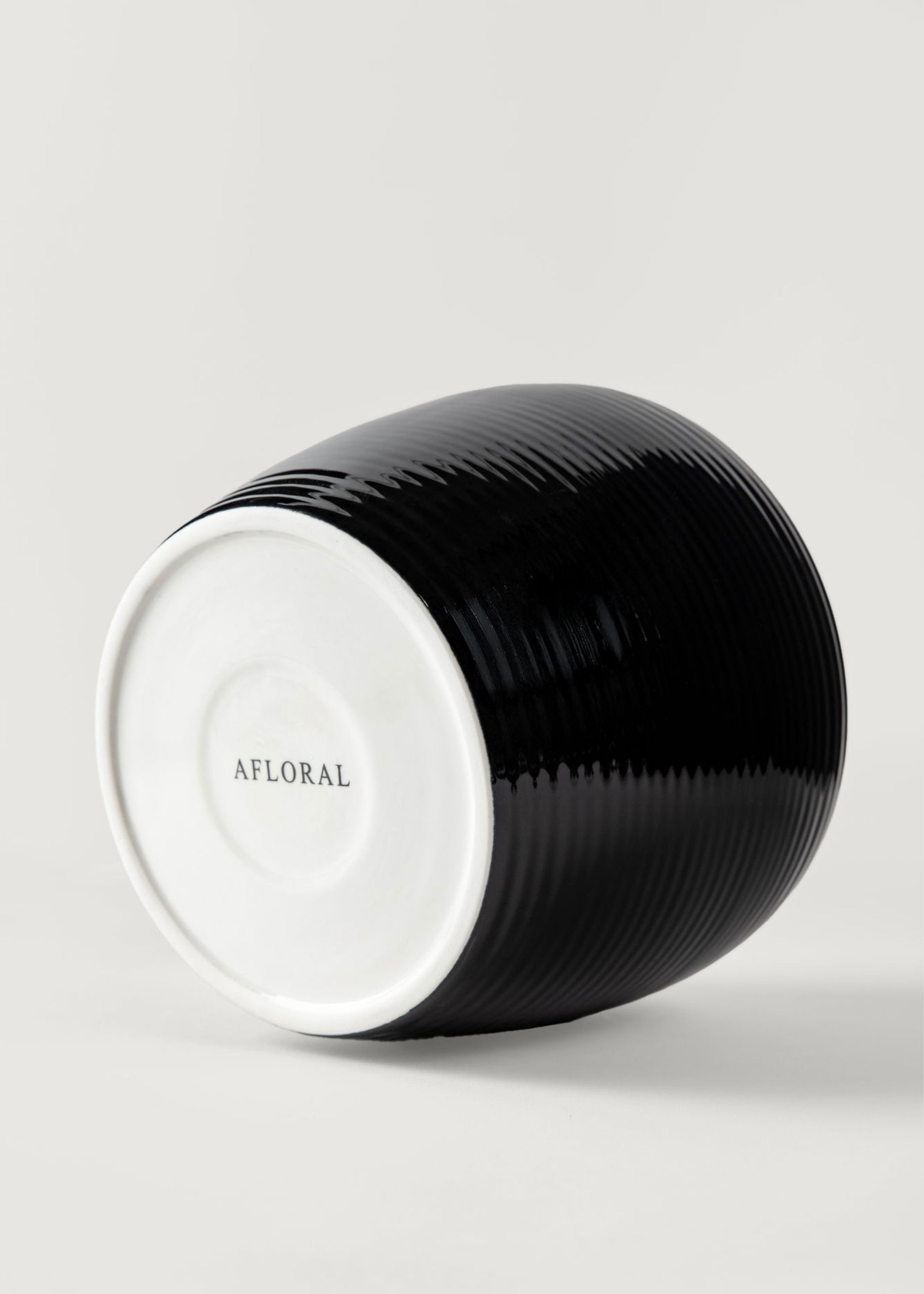 Bottom of the Ribbed Stoneware Vase in Noir Exclusive at Afloral