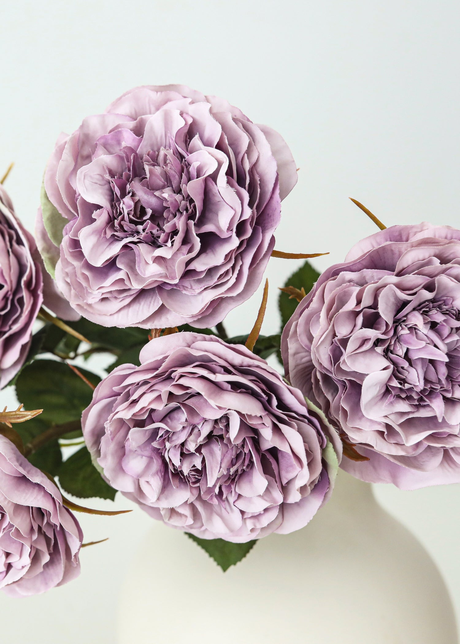 Close-up of Faux Lavender Cabbage Roses