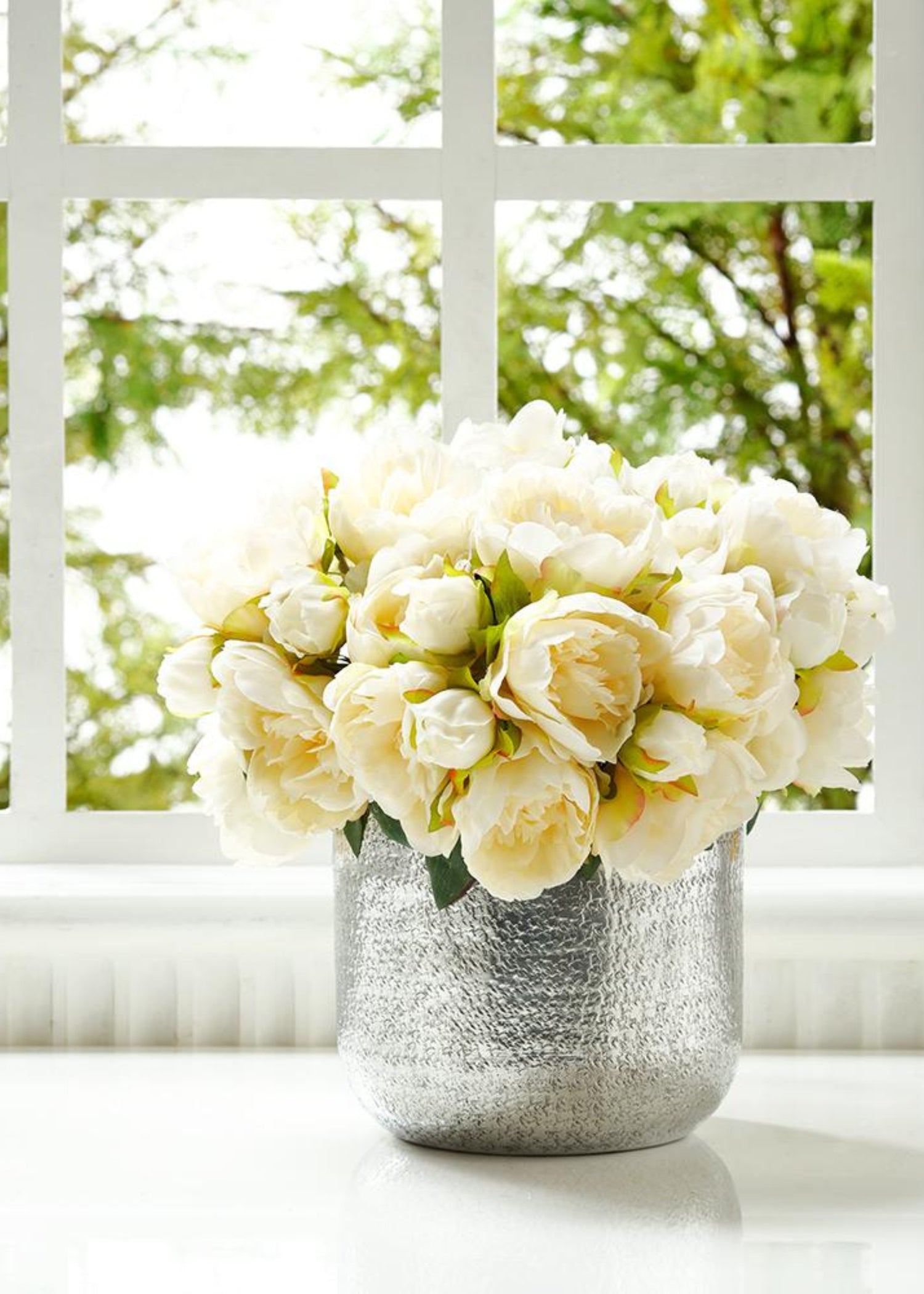 Faux Peony Bouquet Styled in Vase