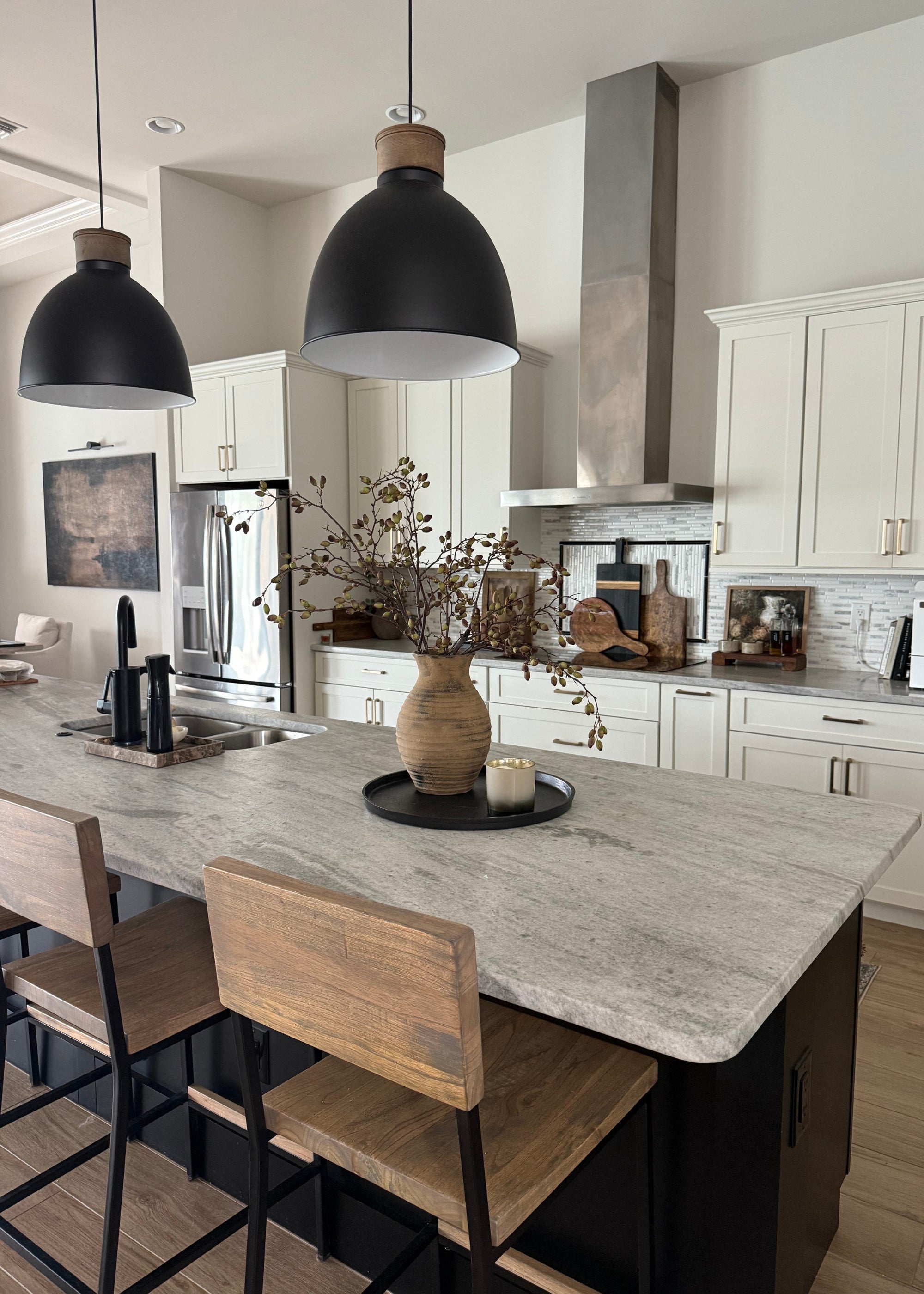 Styled Fake Barberry Pods in Handmade Vase