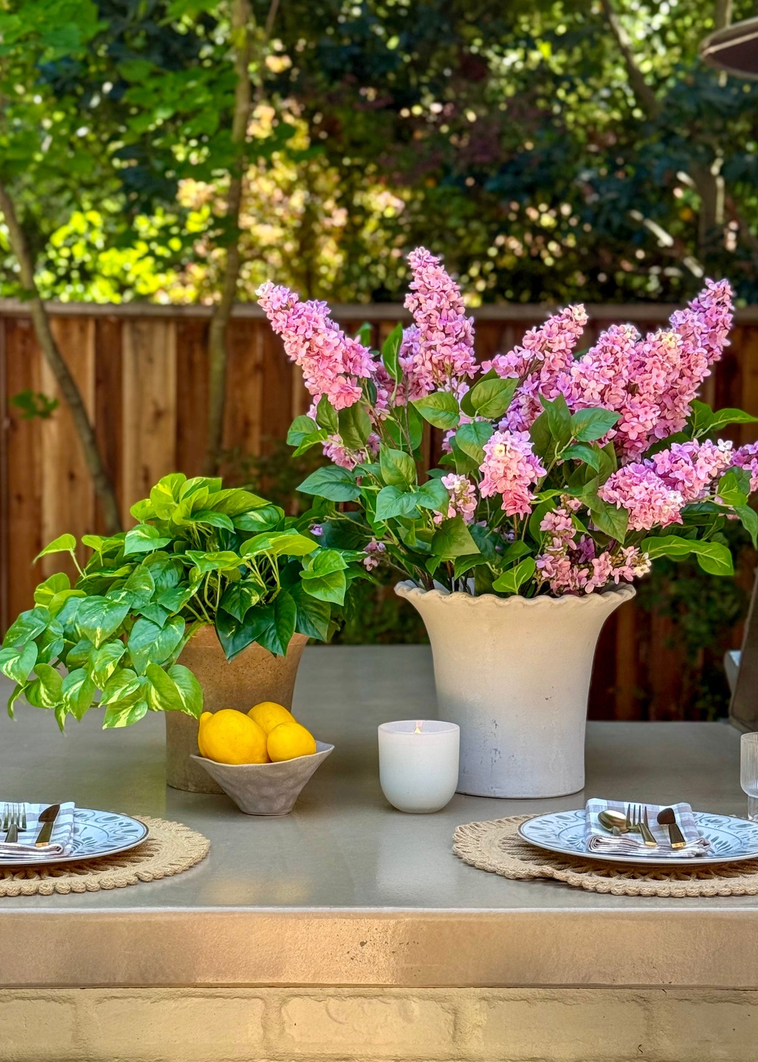UV Treated Pothos and Lilac Faux Plants
