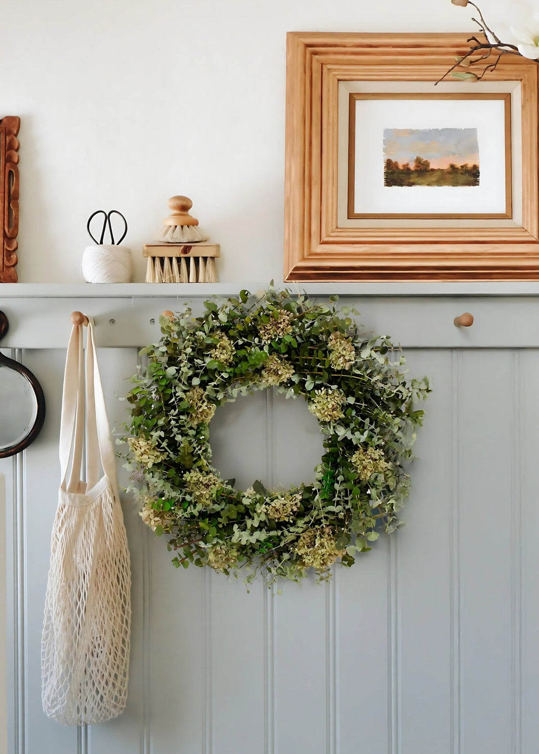 Preserved Eucalyptus and Hydrangea Wreath