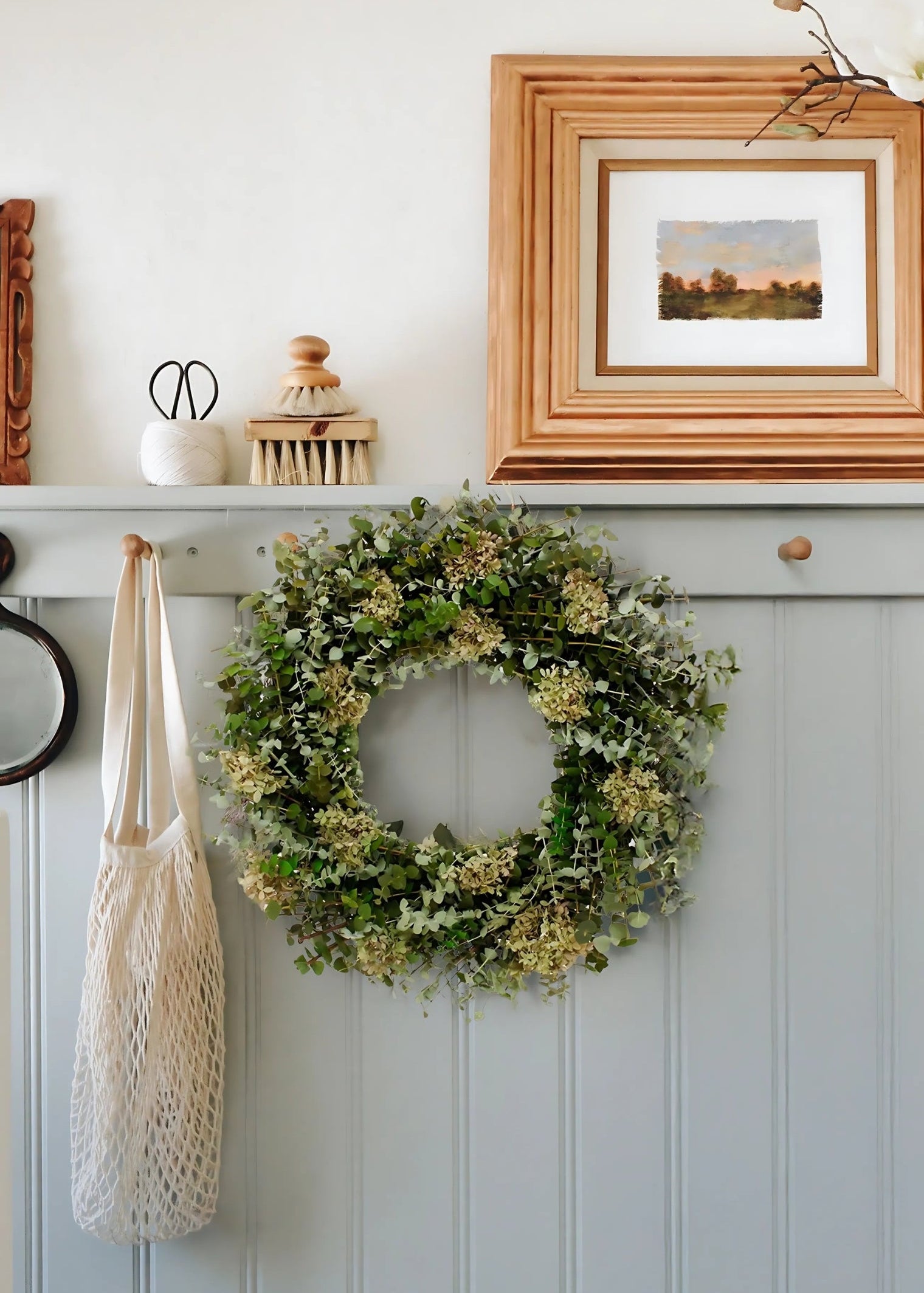 Preserved Eucalyptus and Hydrangea Wreath