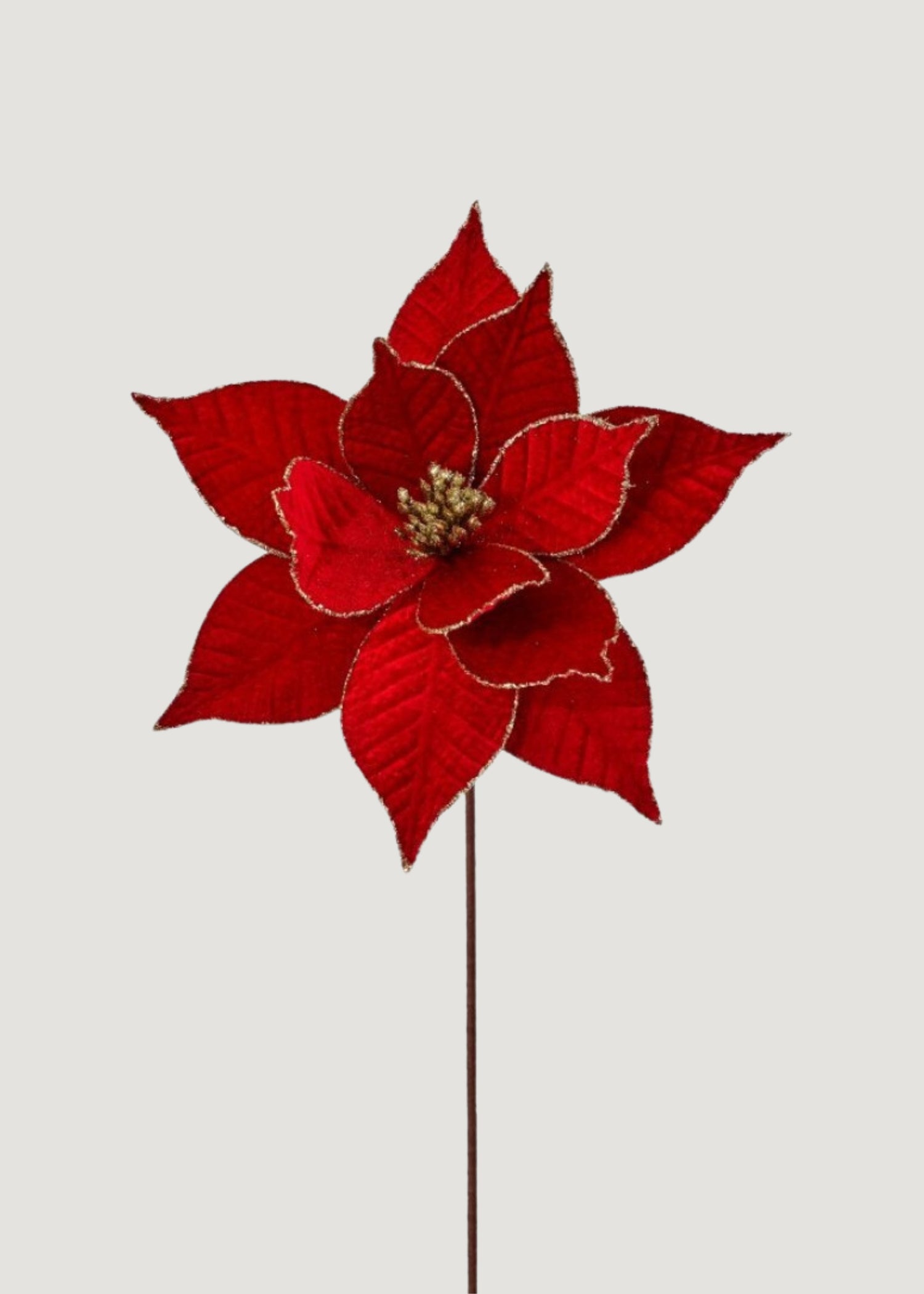 Red Velvet Christmas Poinsettia Faux Flower