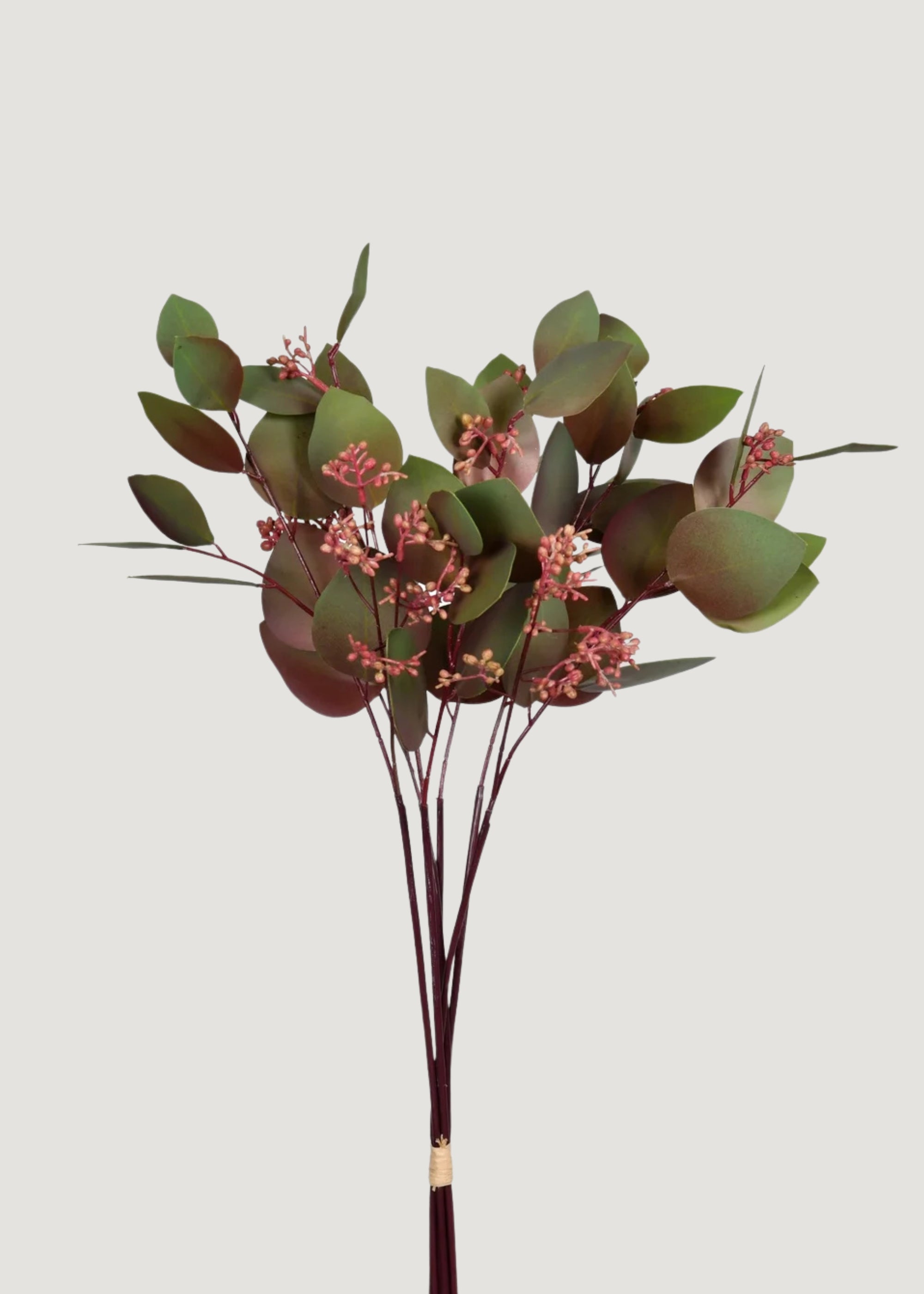 Fall Burgundy Green Faux Eucalyptus Leaf Bundle