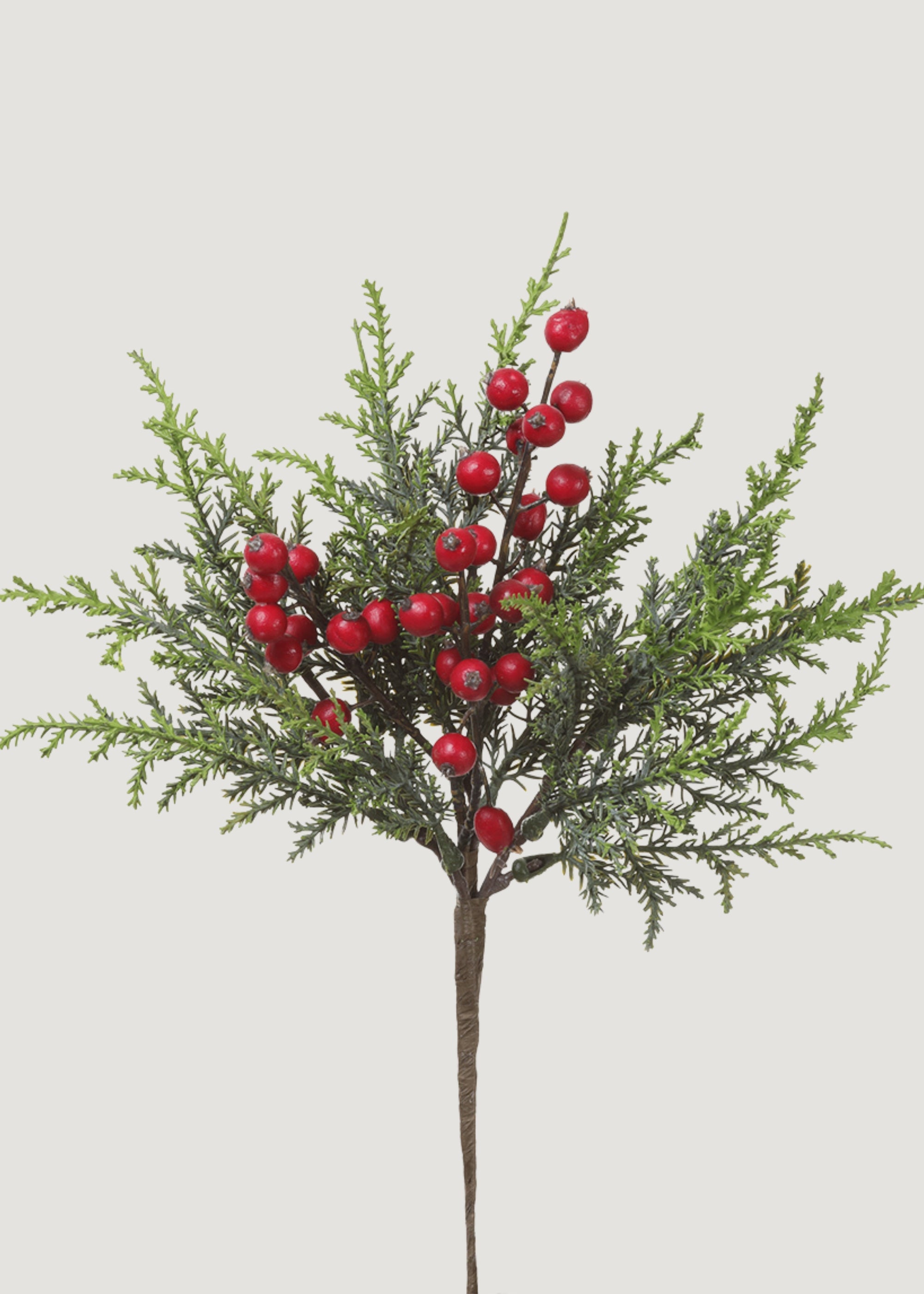 Faux Winter Cedar Pick with Red Berries