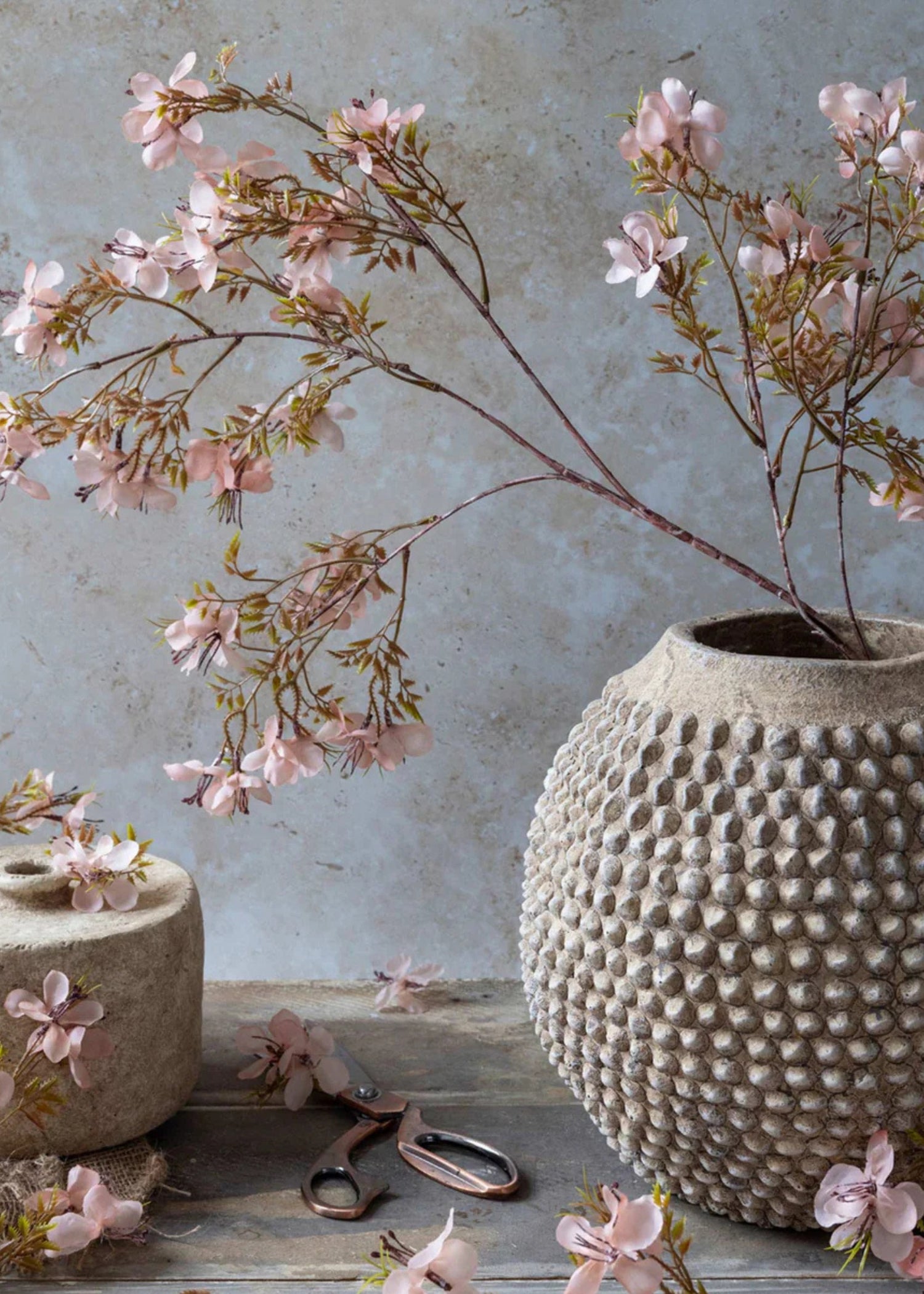 Faux Prunus Blossoms in Pink