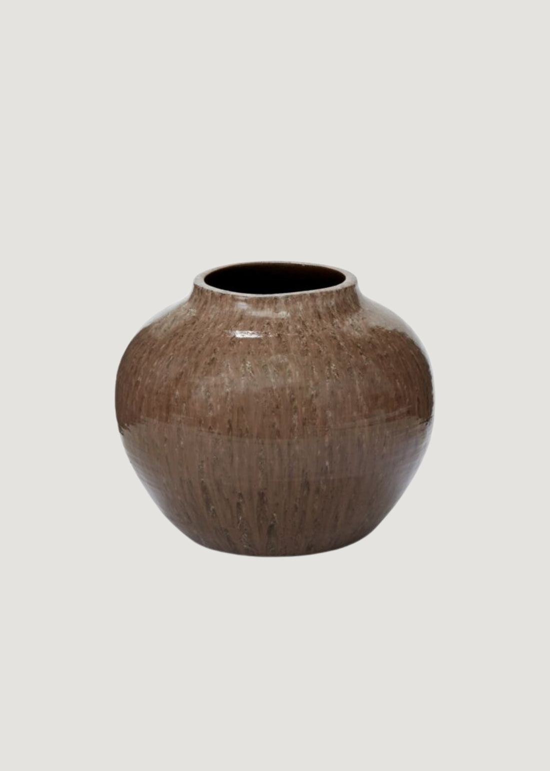 Glossy Ceramic Round Vase in Mocha Brown