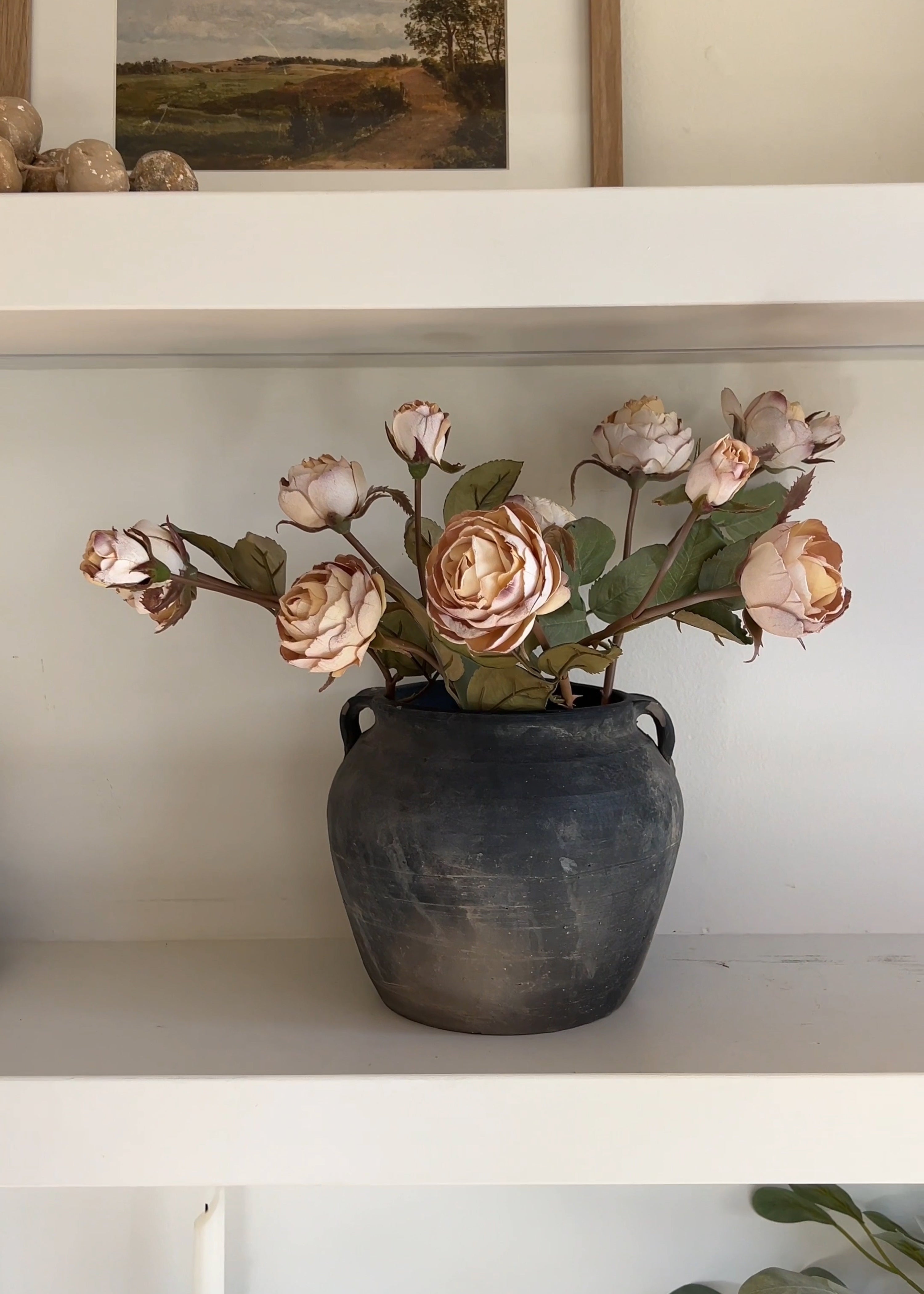 Dried Look Fake Roses in Beige - 21"