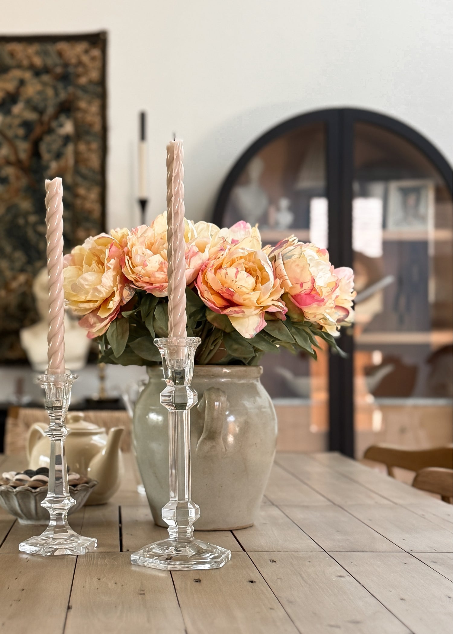 Watercolor Peonies Arranged in Vase