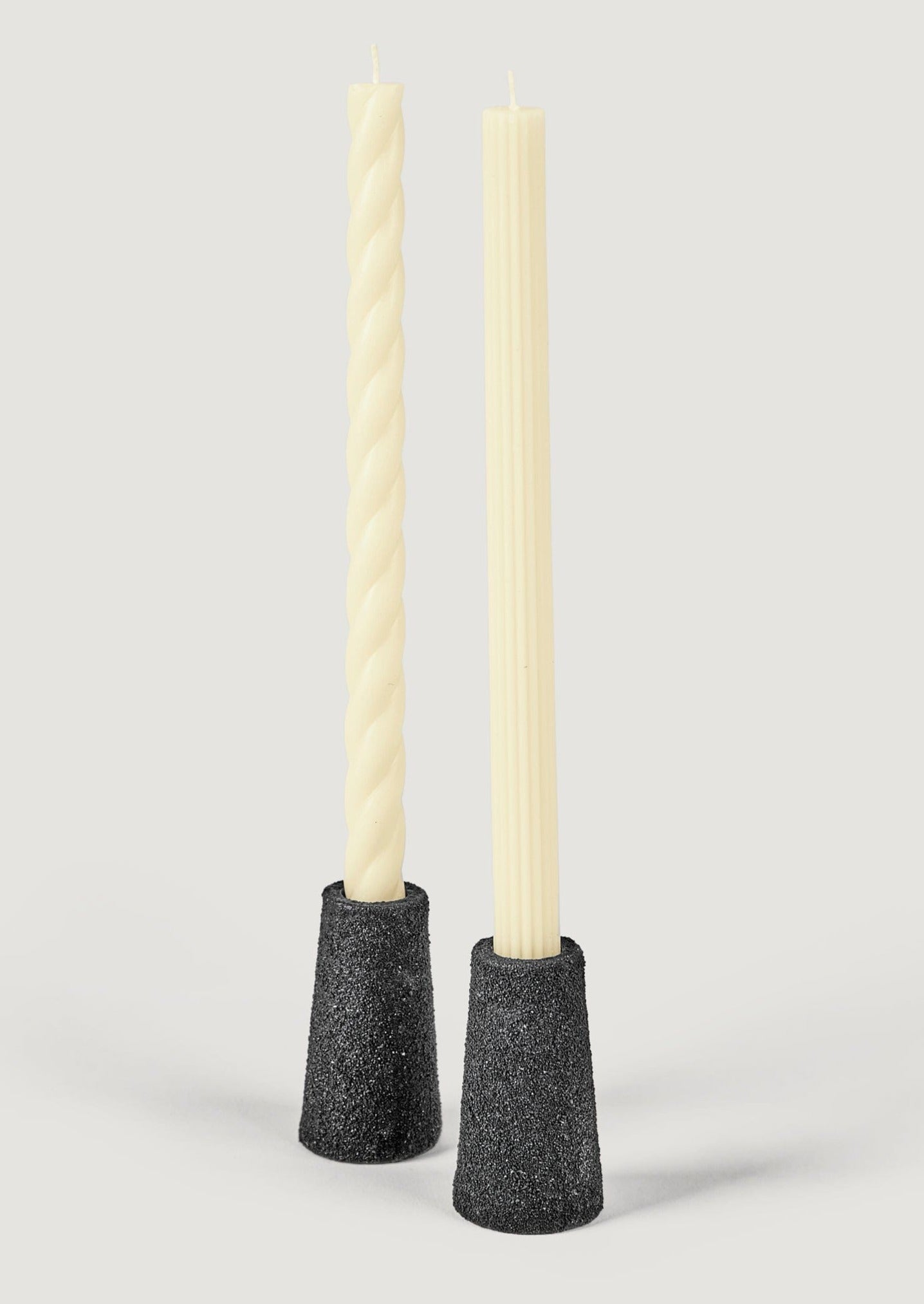 Set of 2 Metal Taper Candle Holders with Pumice Texture - 3.25