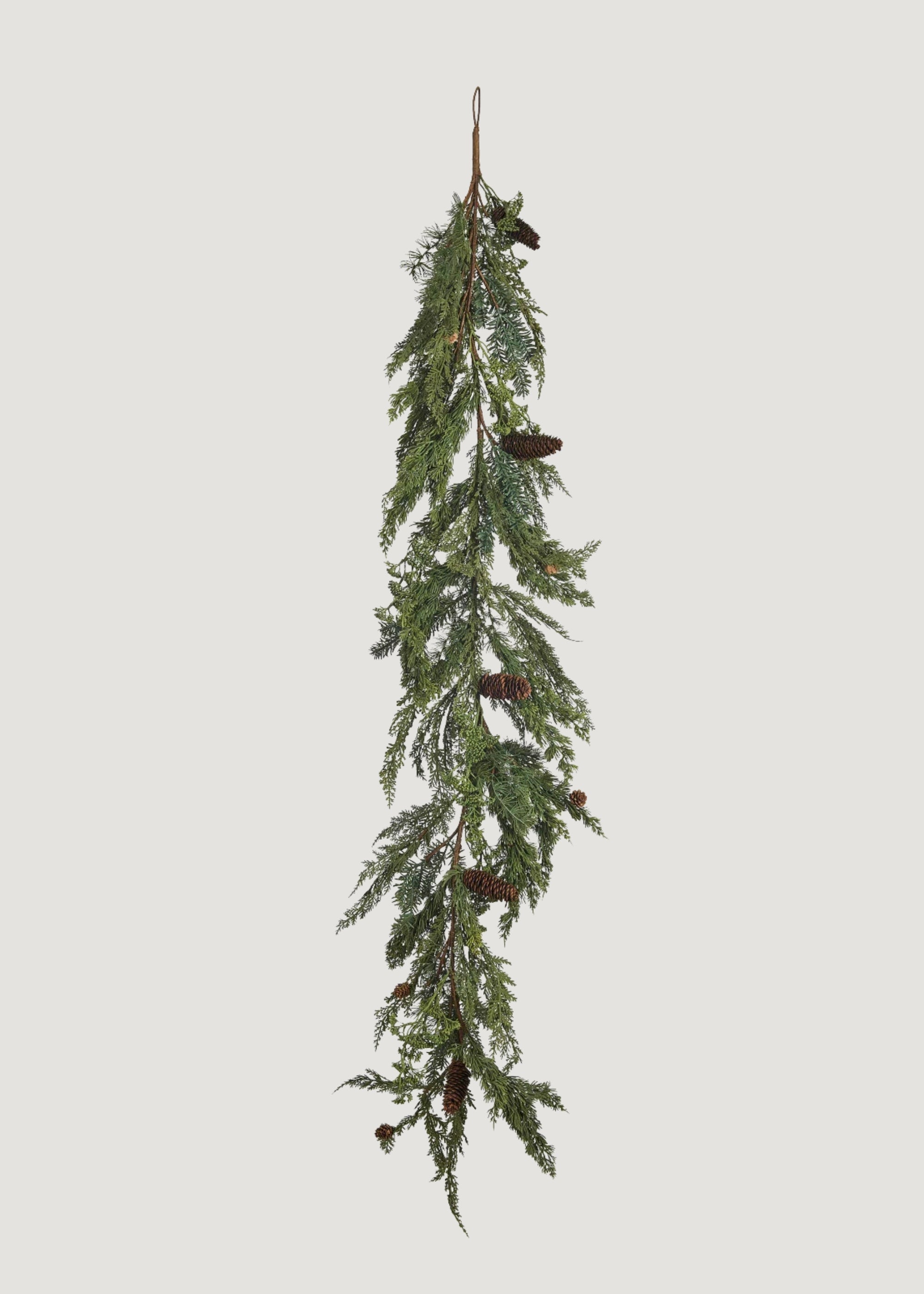 Artificial Spruce and Pine Winter Garland with Cones