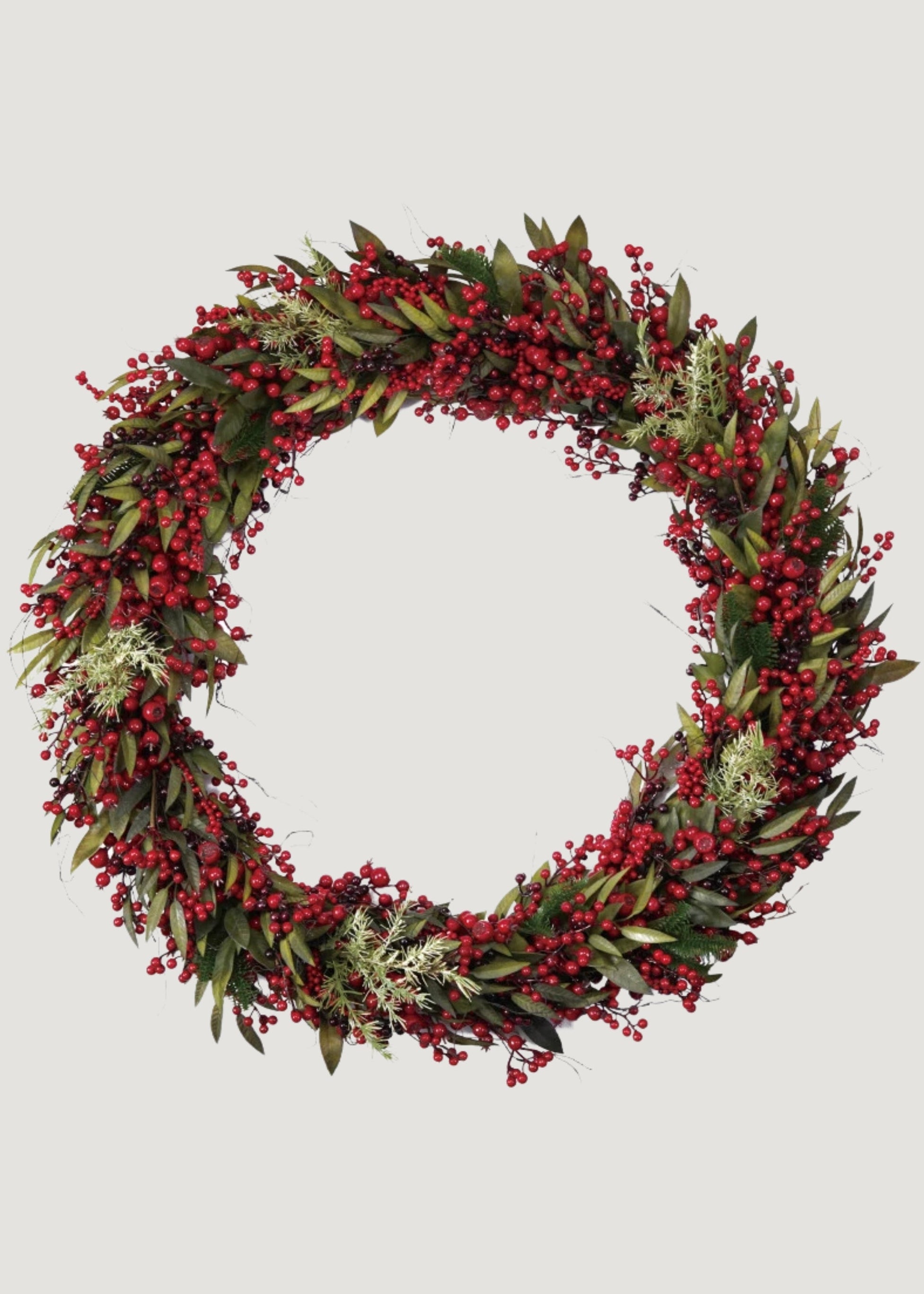 Large Spruce and Crabapple Fake Winter Wreath with Berries