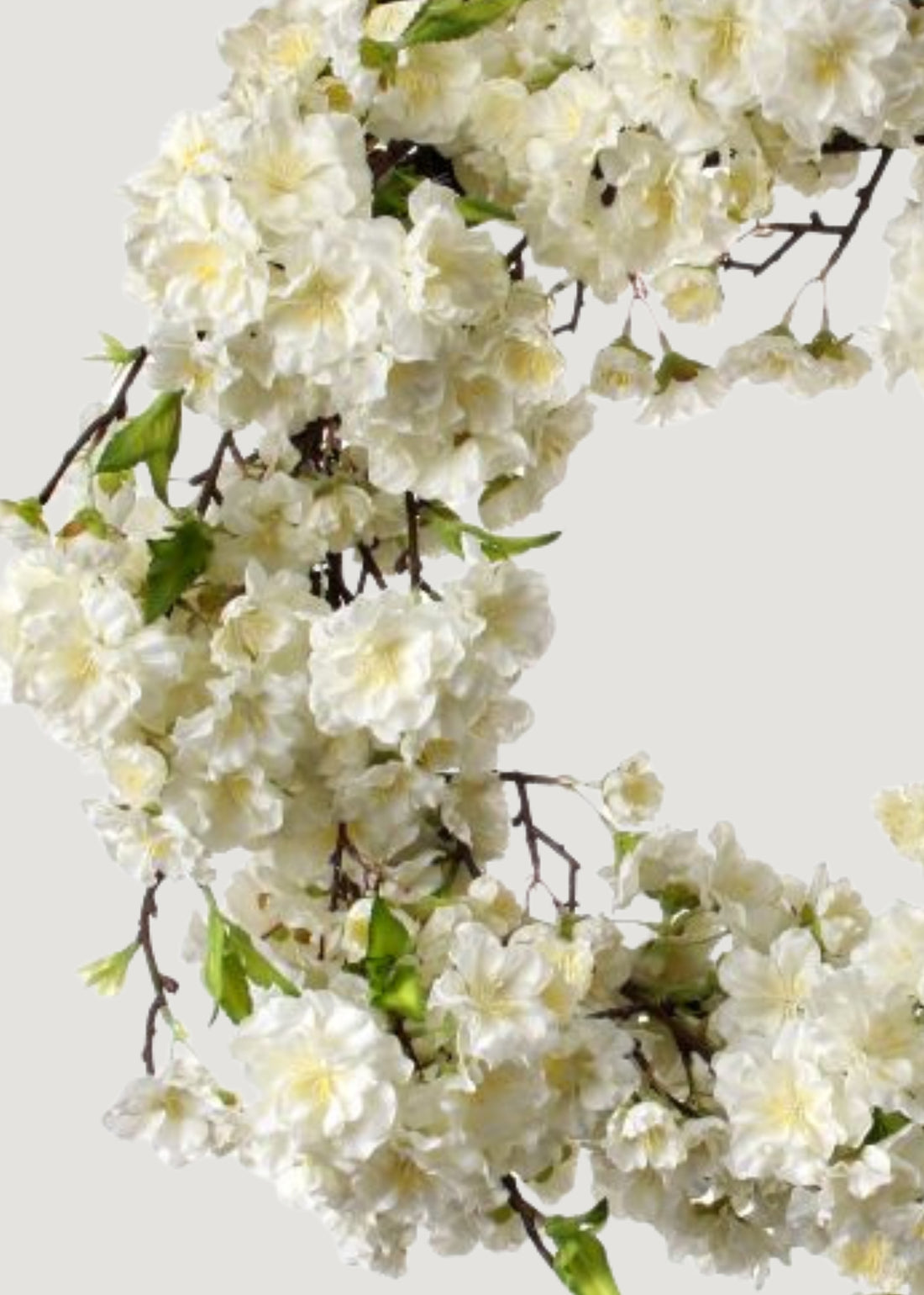Close-up of Cream Artificial Cherry Blossom Flower Wreath