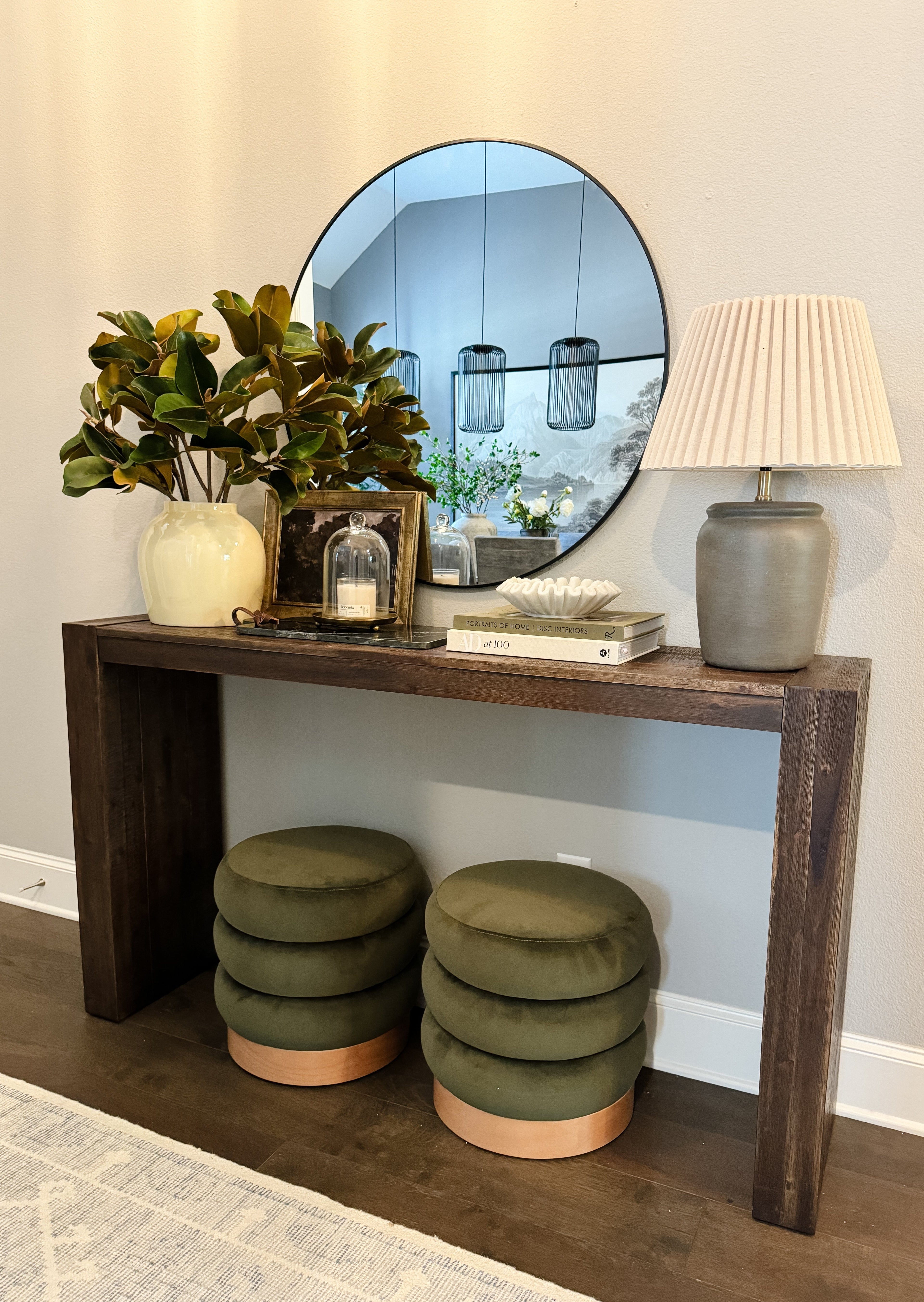 Artificial Magnolia Branches on Console Table