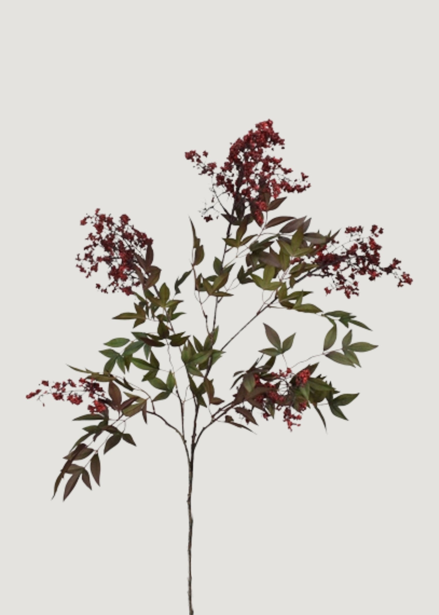 Red Burgundy Fake Nandina Berry Branch