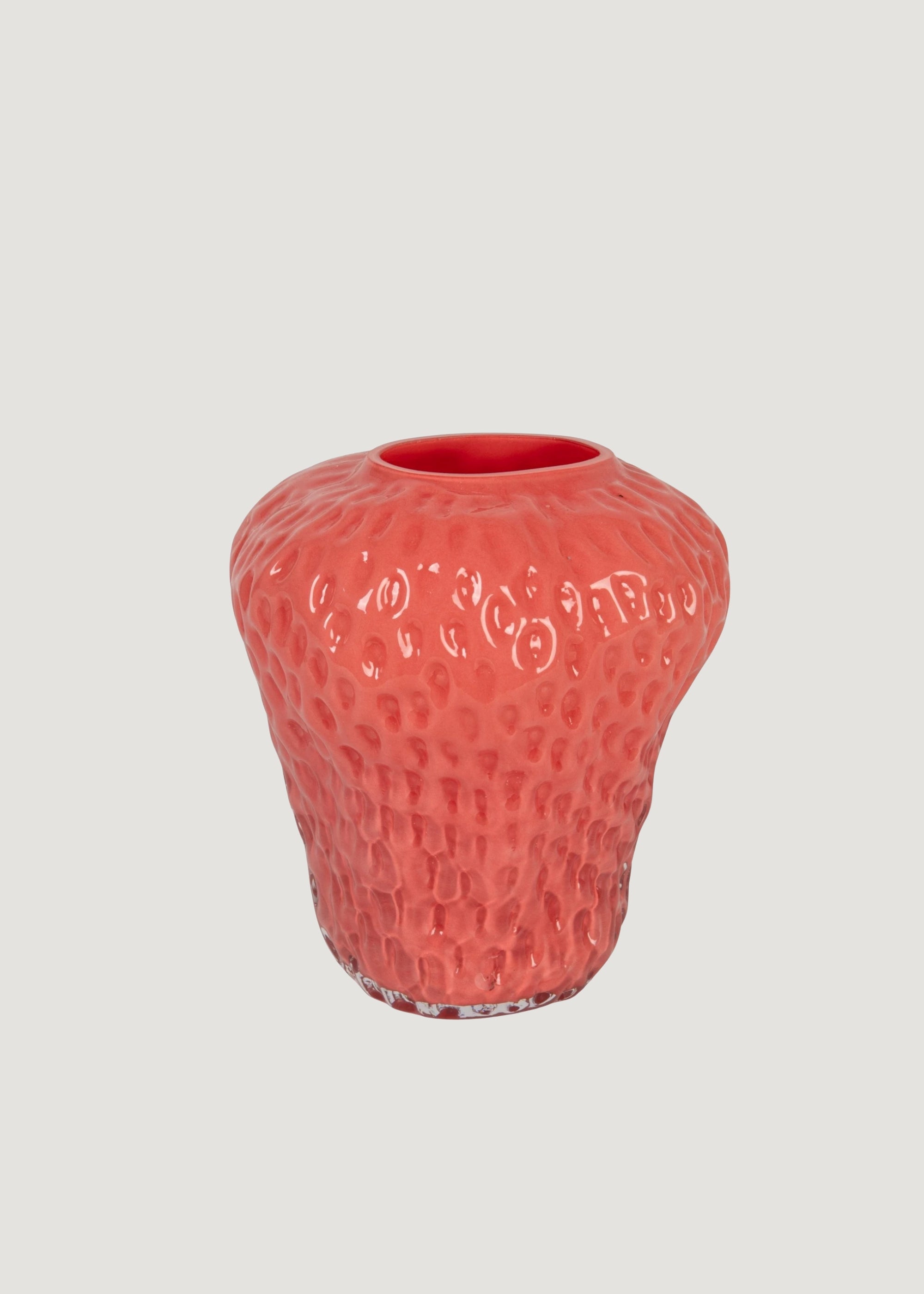 Opaque Pink Glass Strawberry Vase