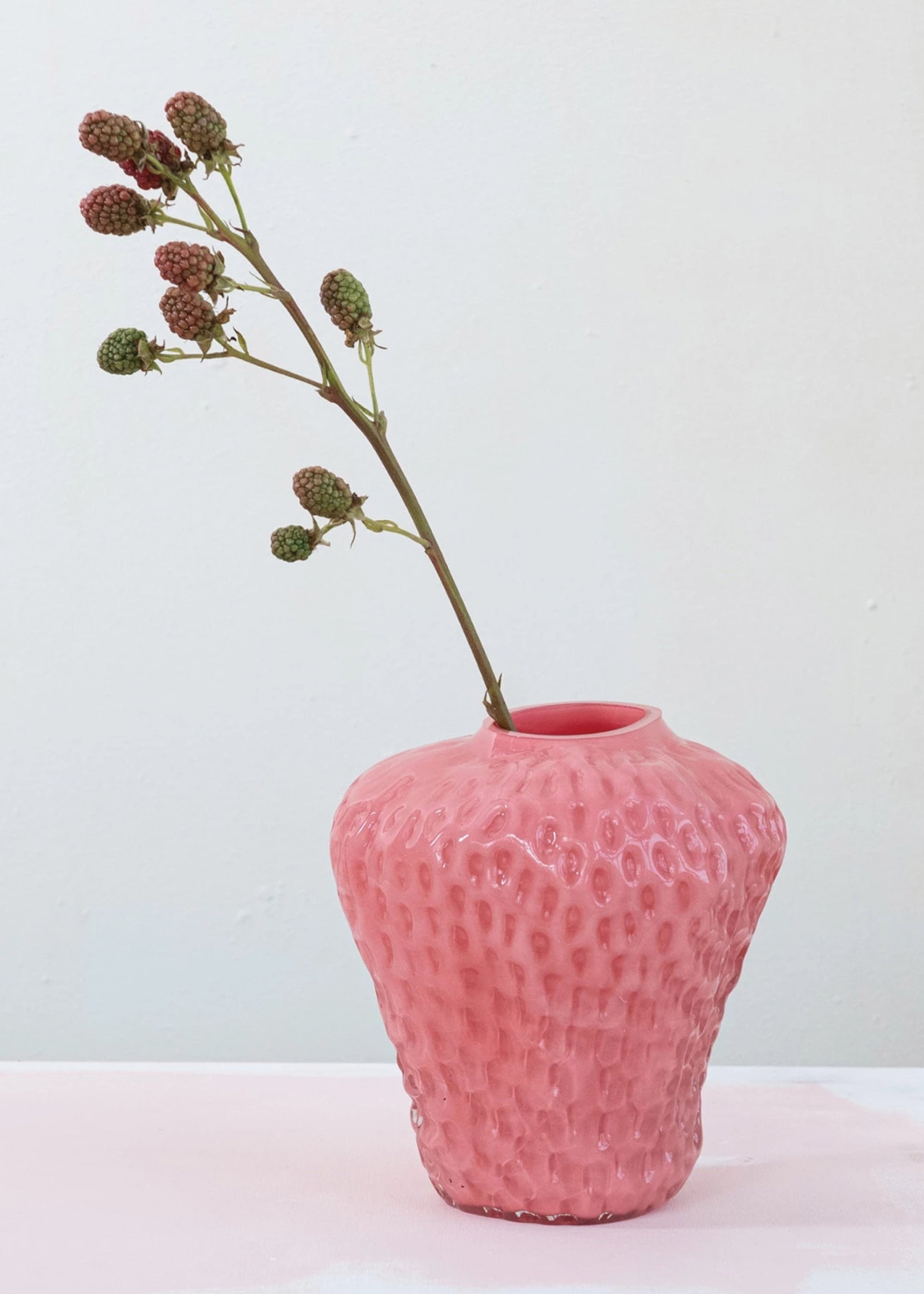 Unique Strawberry vase with Faux Raspberry Stem