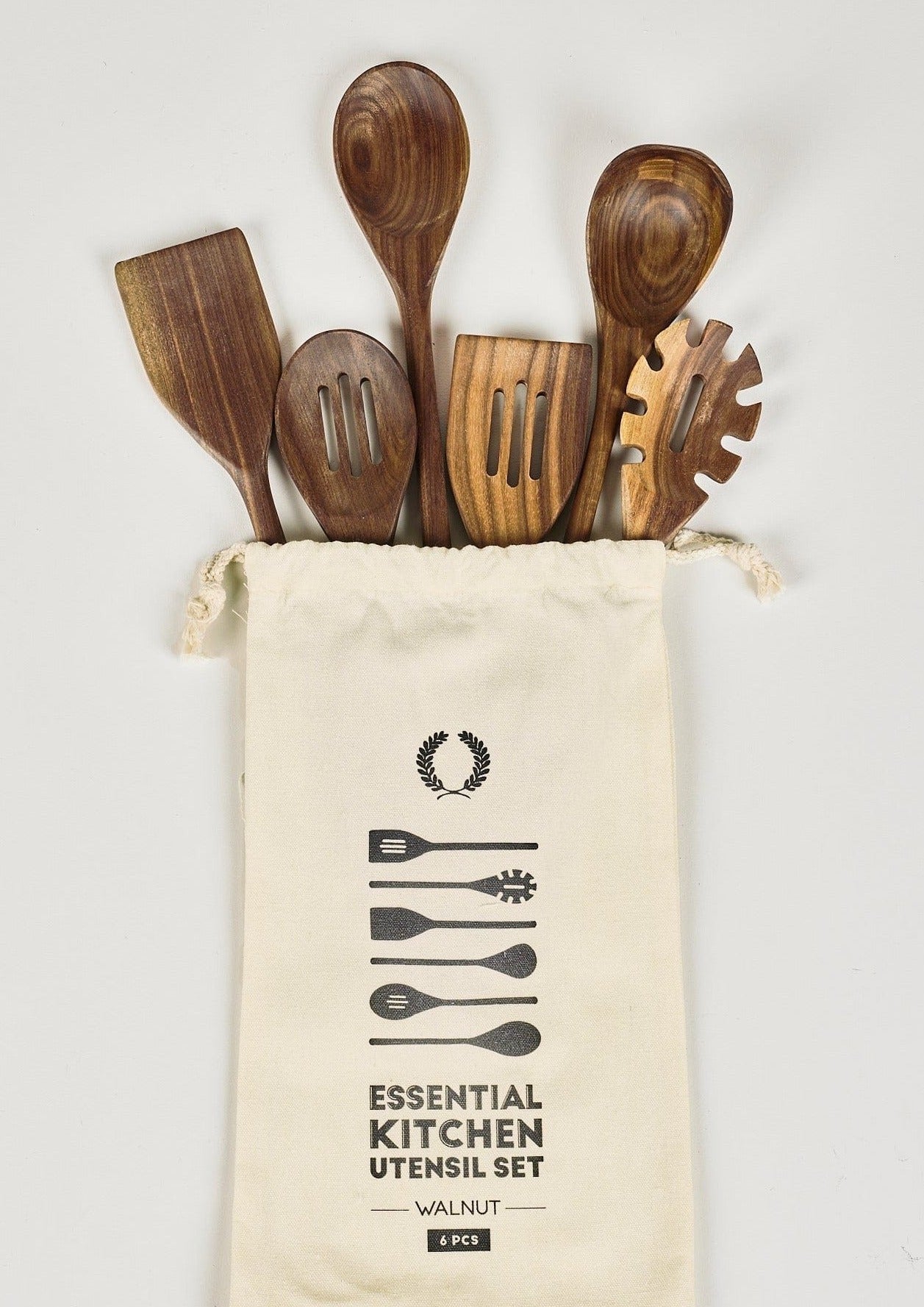 Walnut Wood Kitchen Spoon Utensil Set at Afloral