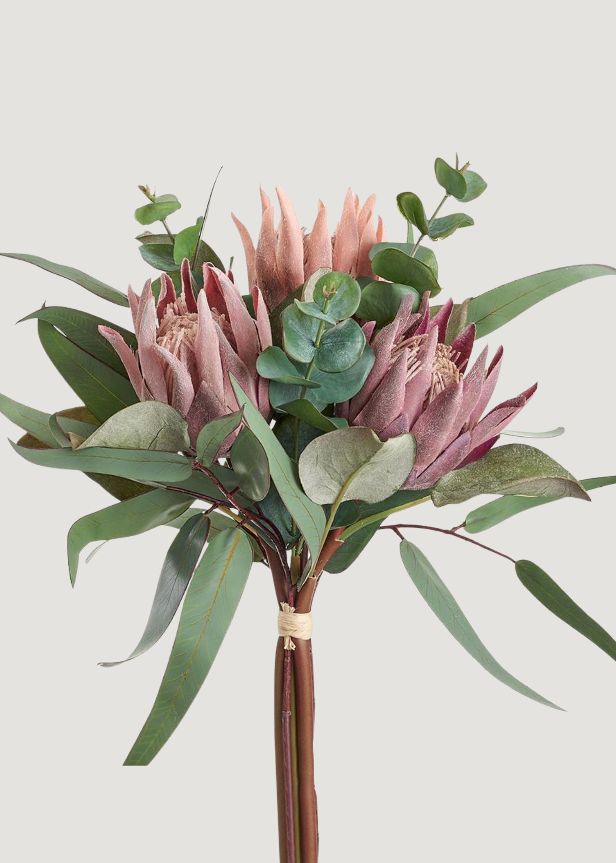 Fake Protea and Eucalyptus Bouquet