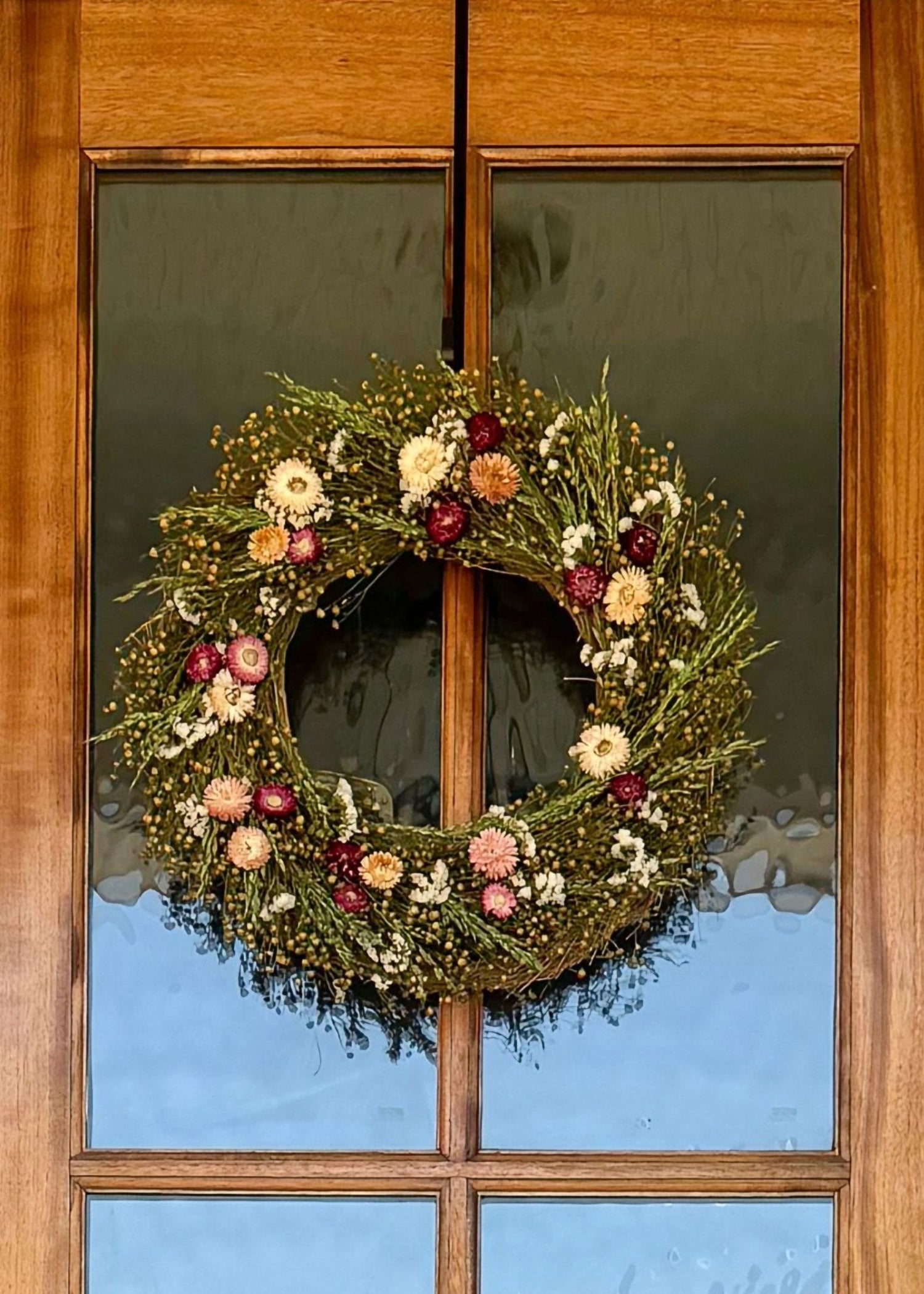 Close-up of Preserved Strawflower Wreath