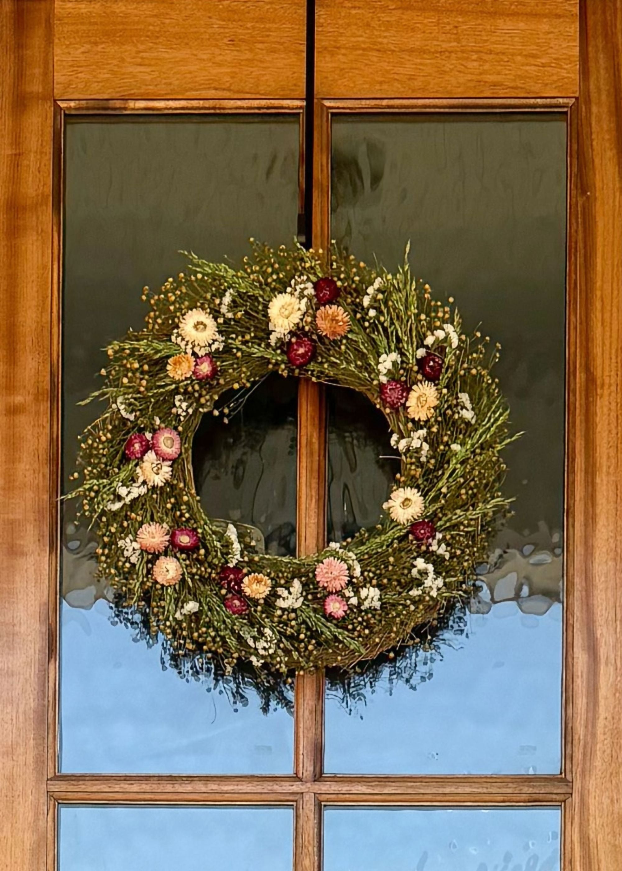 Close-up of Preserved Strawflower Wreath