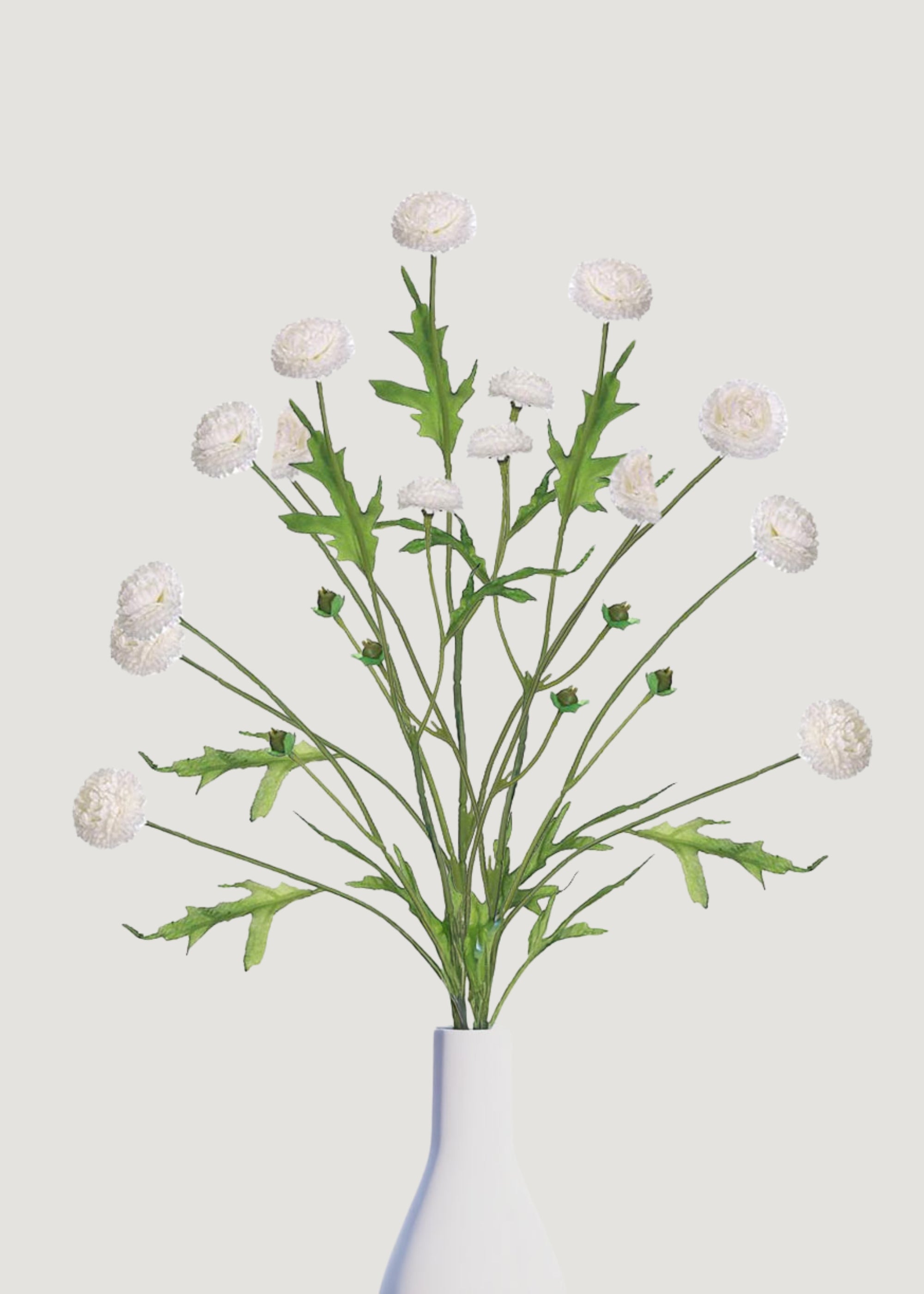 Bundle of 3 Artificial White Pom Pom Flowers