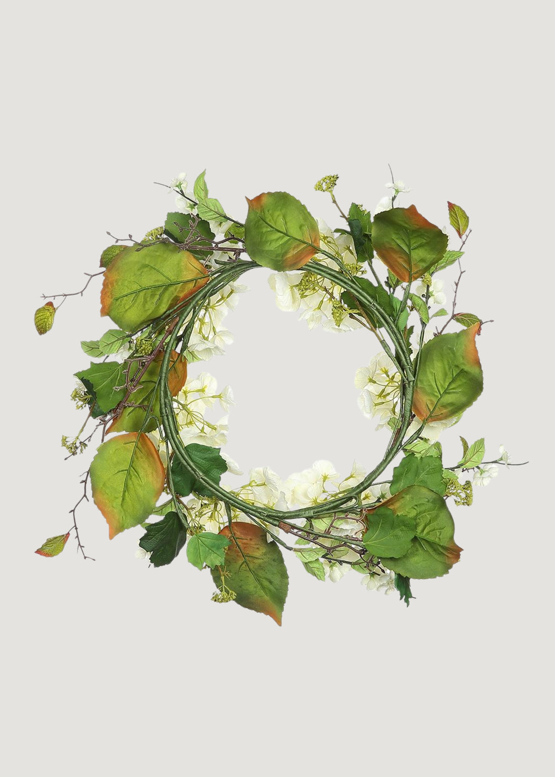 Back of Artificial Hydrangea and Foliage Wreath