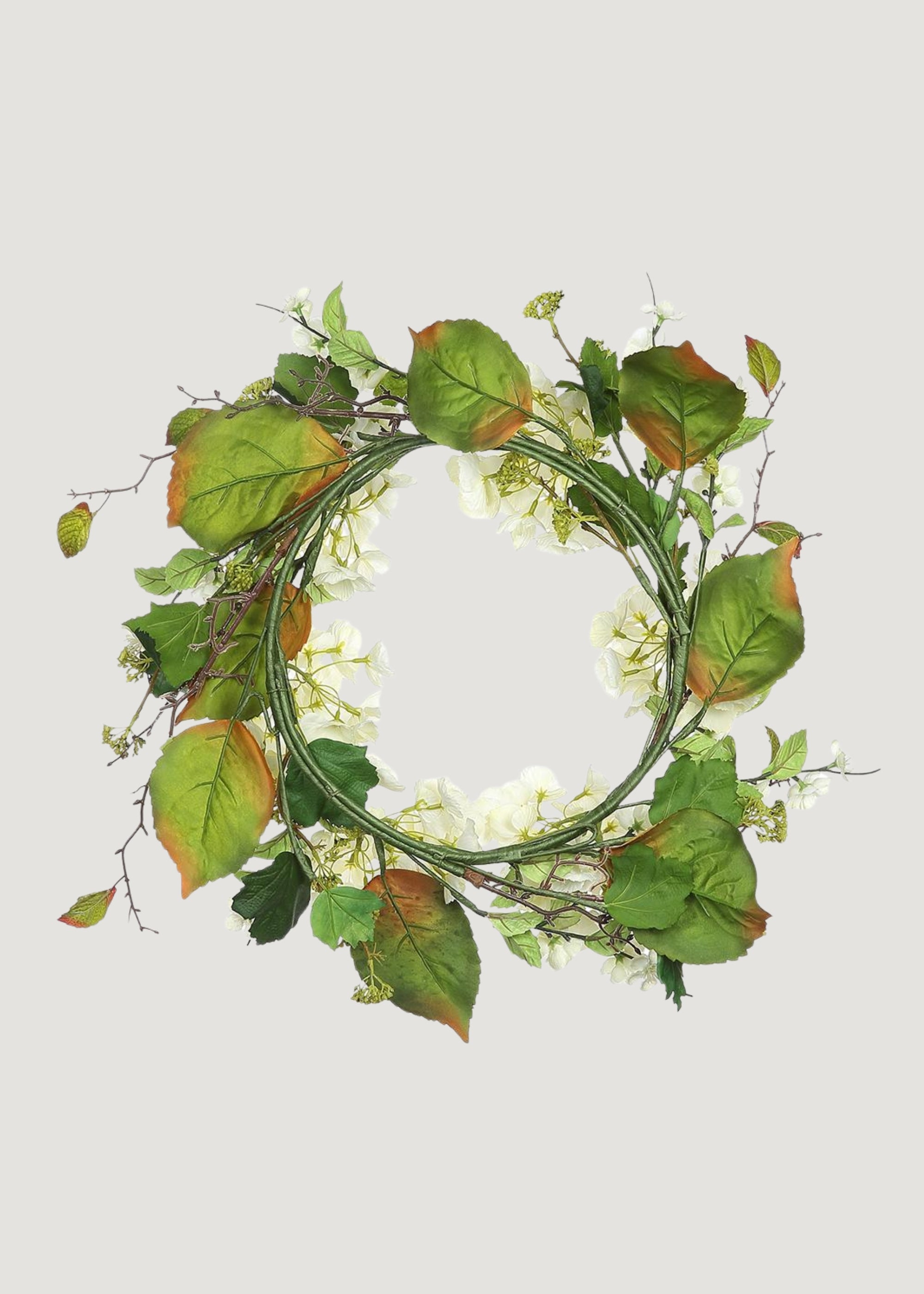 Back of Artificial Hydrangea and Foliage Wreath