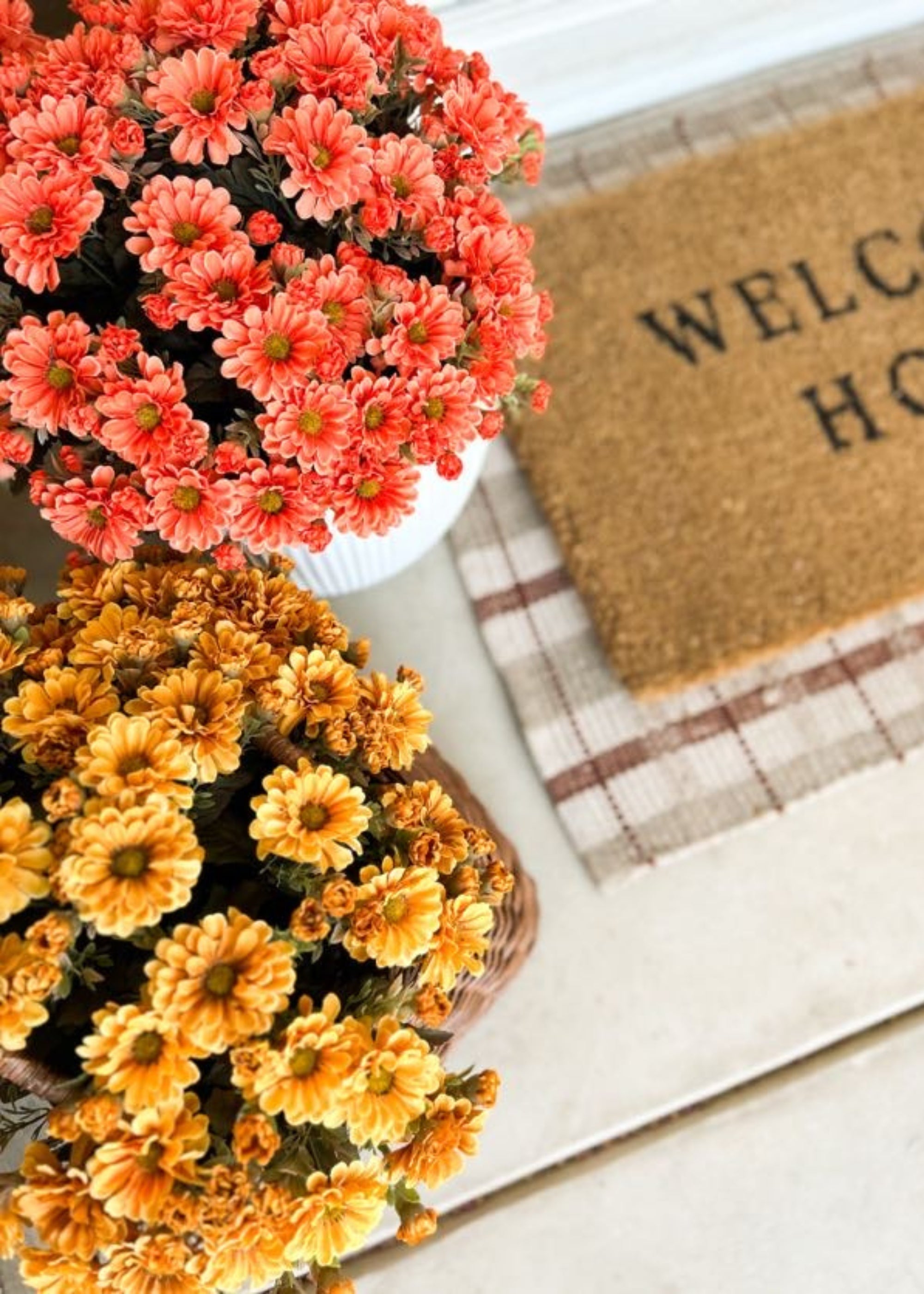 Artificial Mums for Outdoor Porch