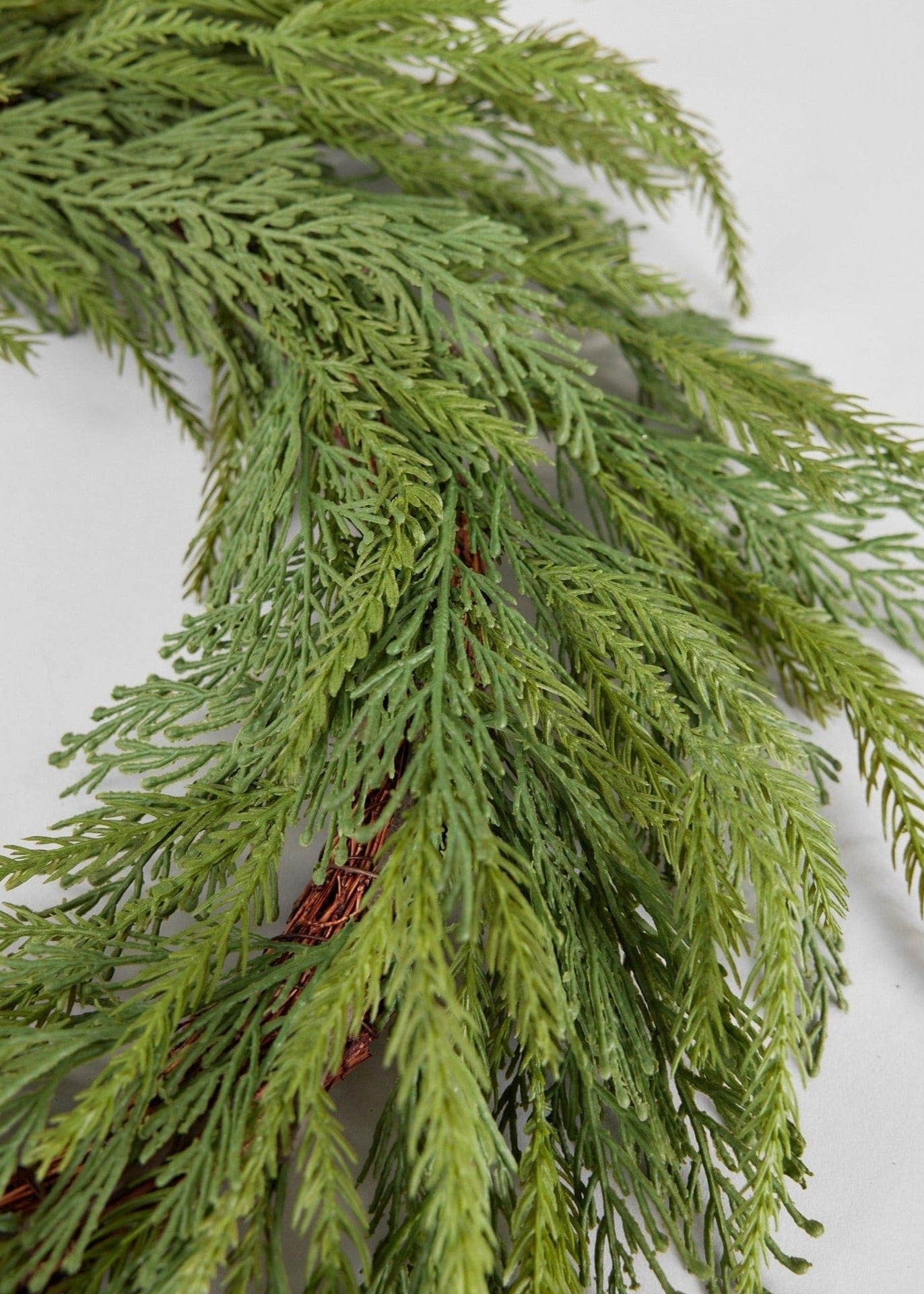 Closeup of Cedar Pine in Afloral UV Treated Faux Outdoor Winter Wreath