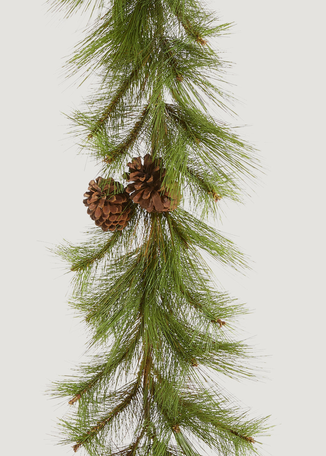 Close-up of Faux Long Needle Pine and Pine Cone Garland