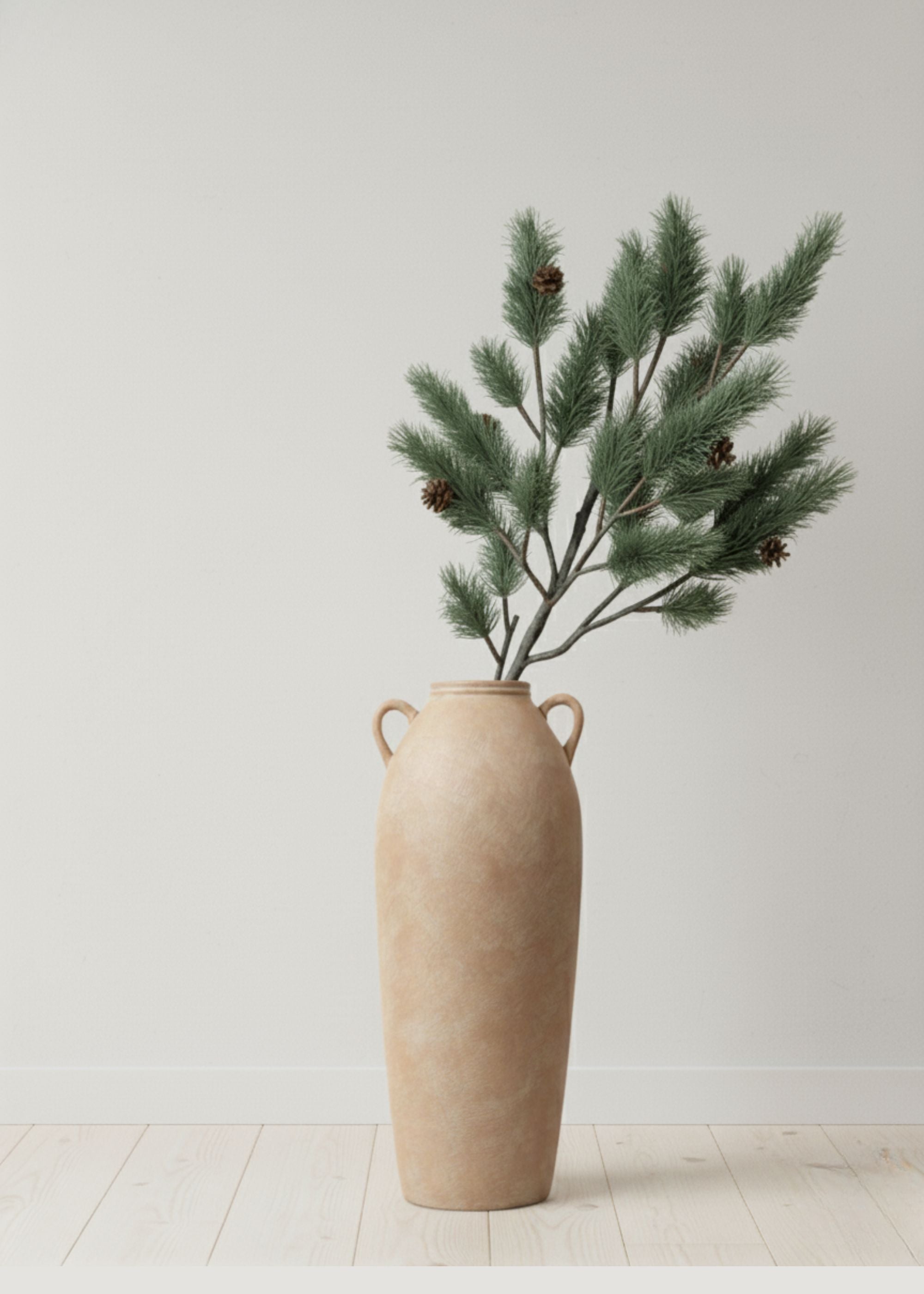 Blue Spruce Branch in a Terra Cotta Vase