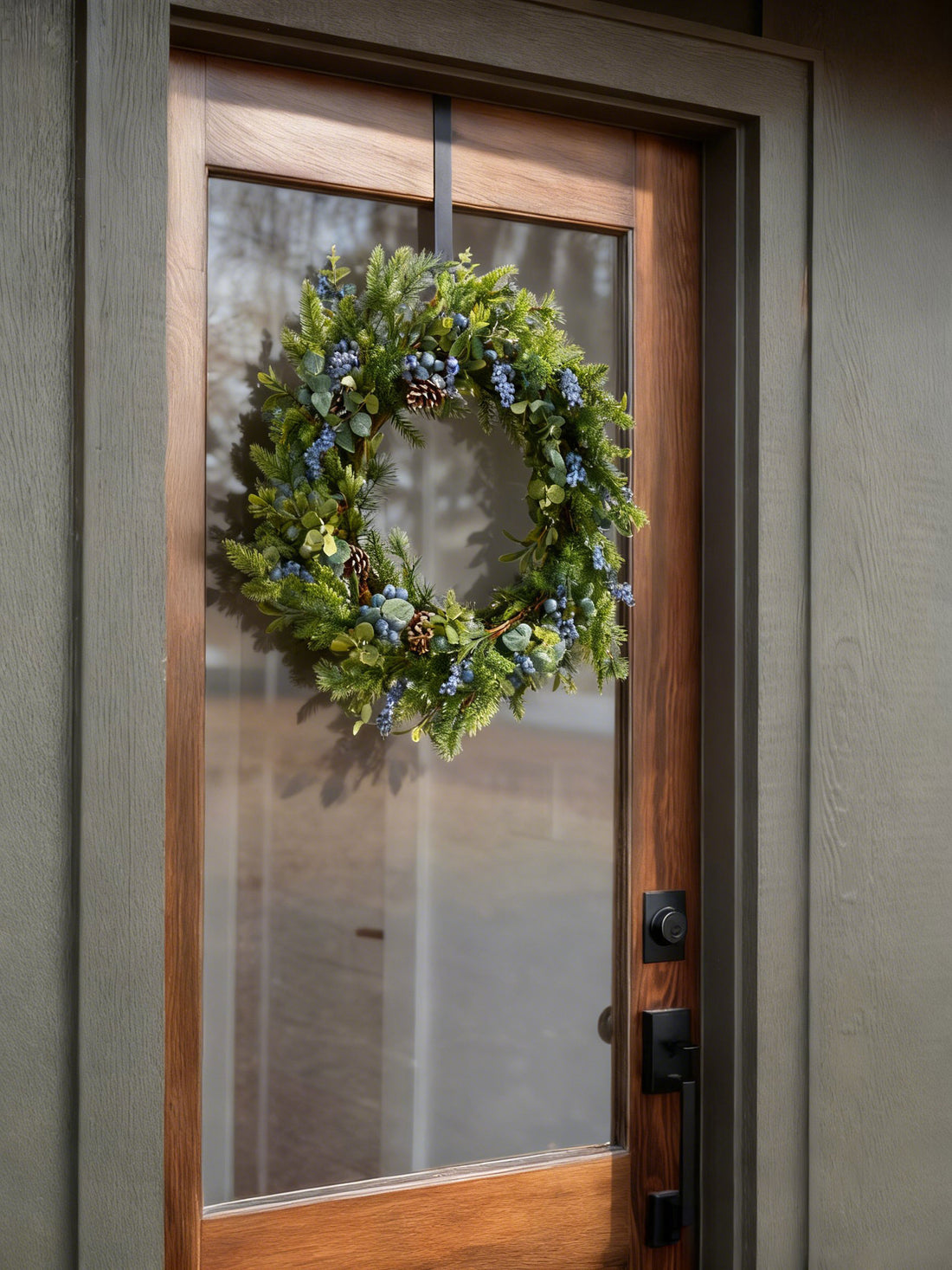 winter pine door wreath