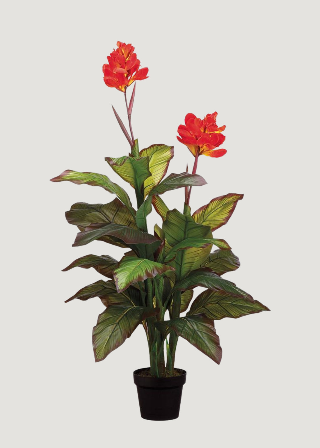 Red Fake Potted Blooming Tropical Canna Floor Plant