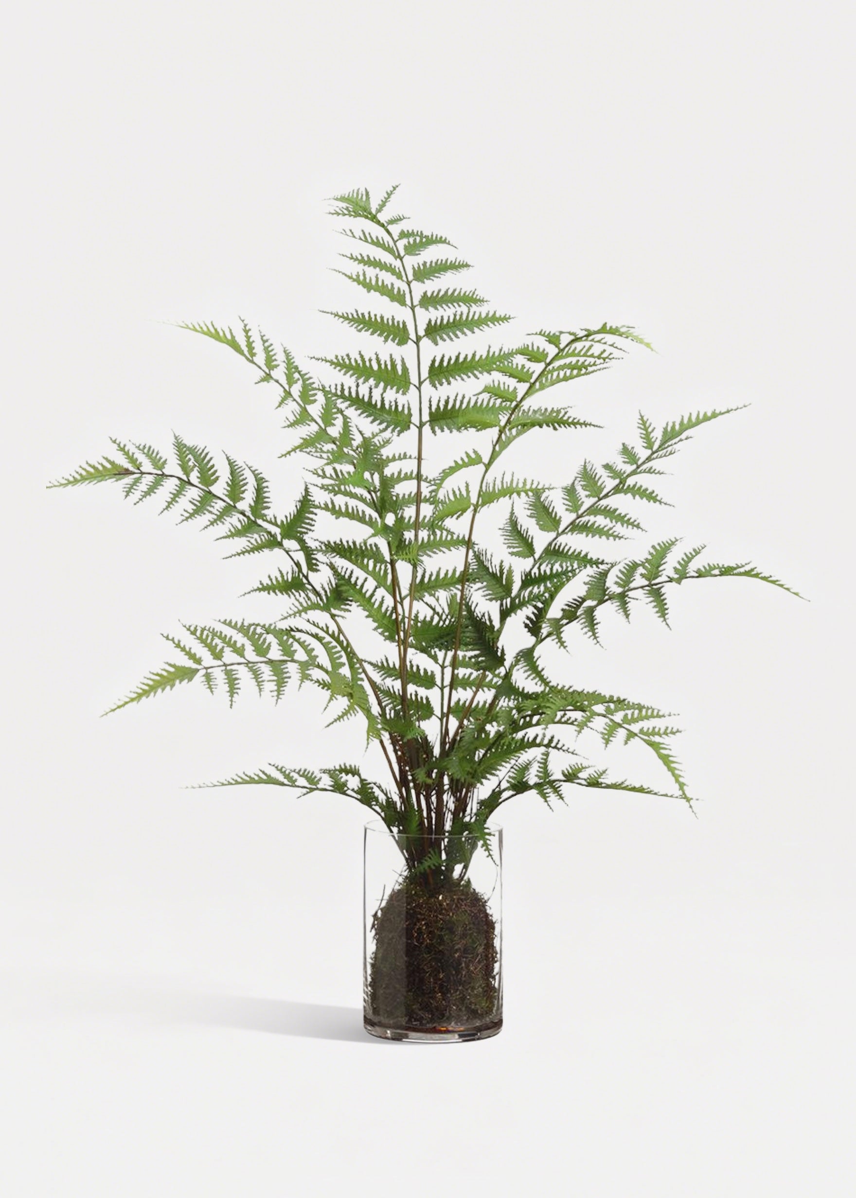 large green artificial indoor plants Fake Forest Fern Plant Arrangement in Glass Vase