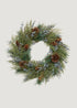 Artificial Mixed Winter Pine Wreath with Berries and Cones