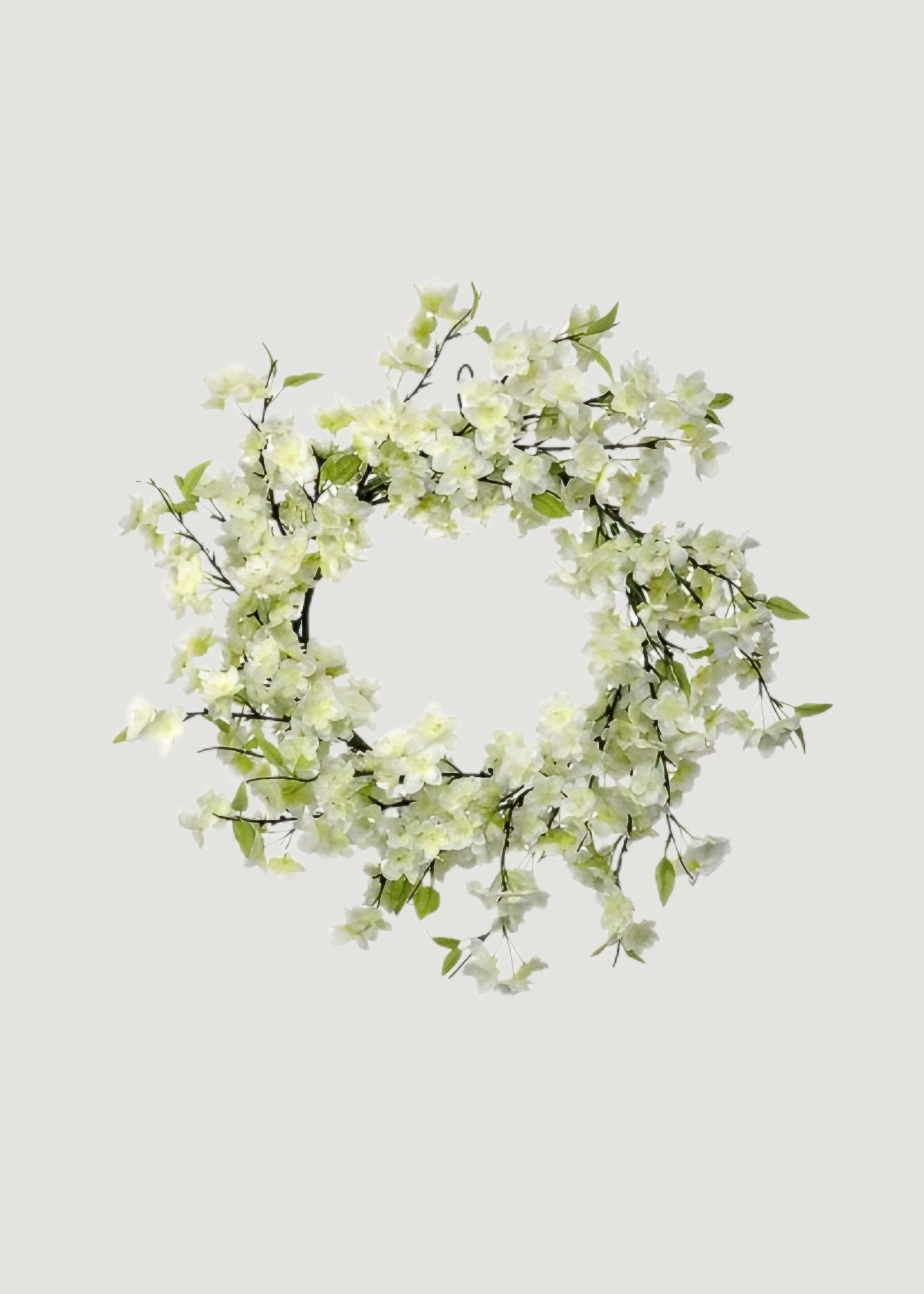 White Cherry Blossom Artificial Flower Wreath