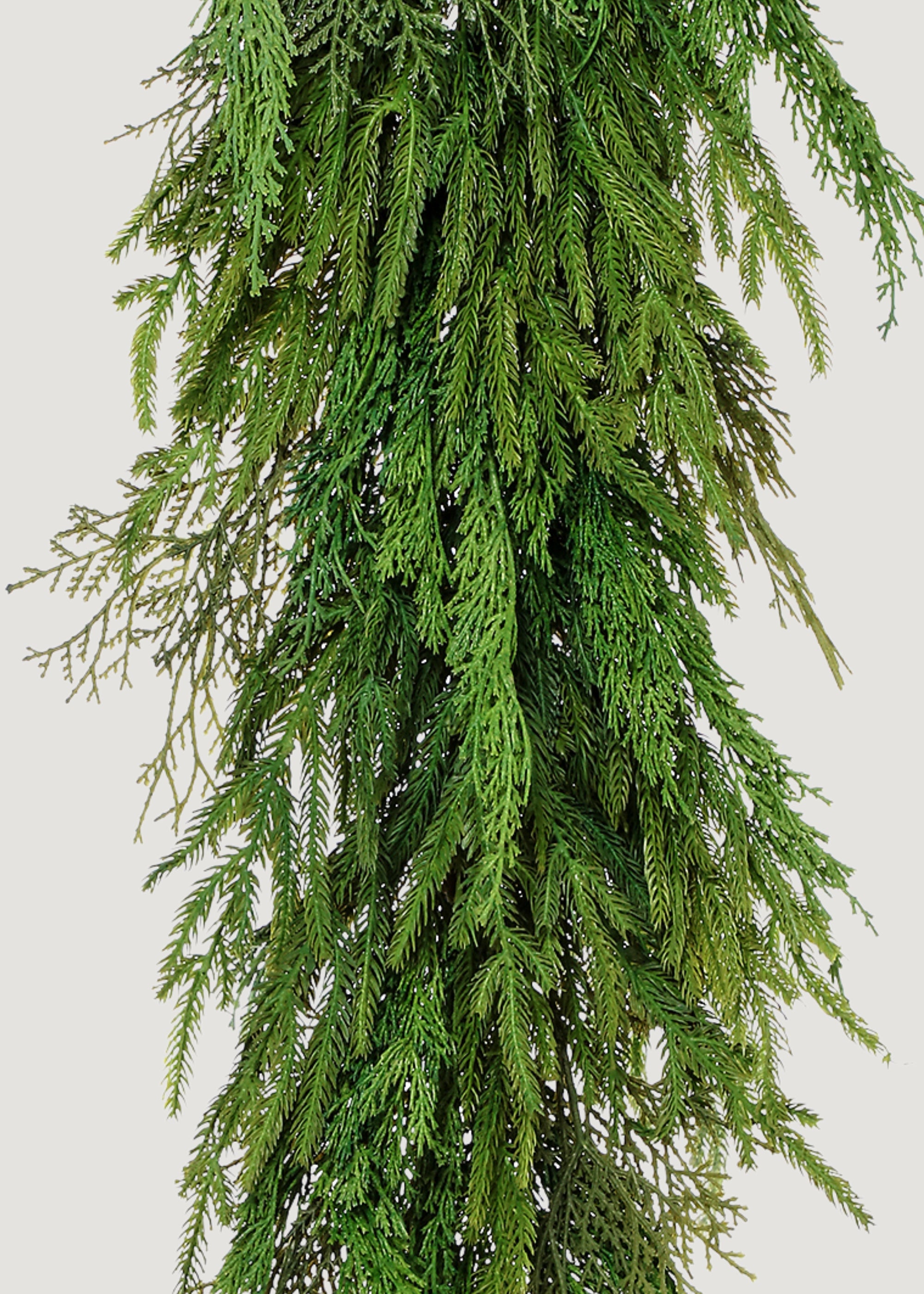 Close-up of Artificial Cypress and Norfolk Pine Garland