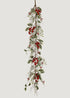 Artificial Frosted Holly and Red Berry Winter Garland