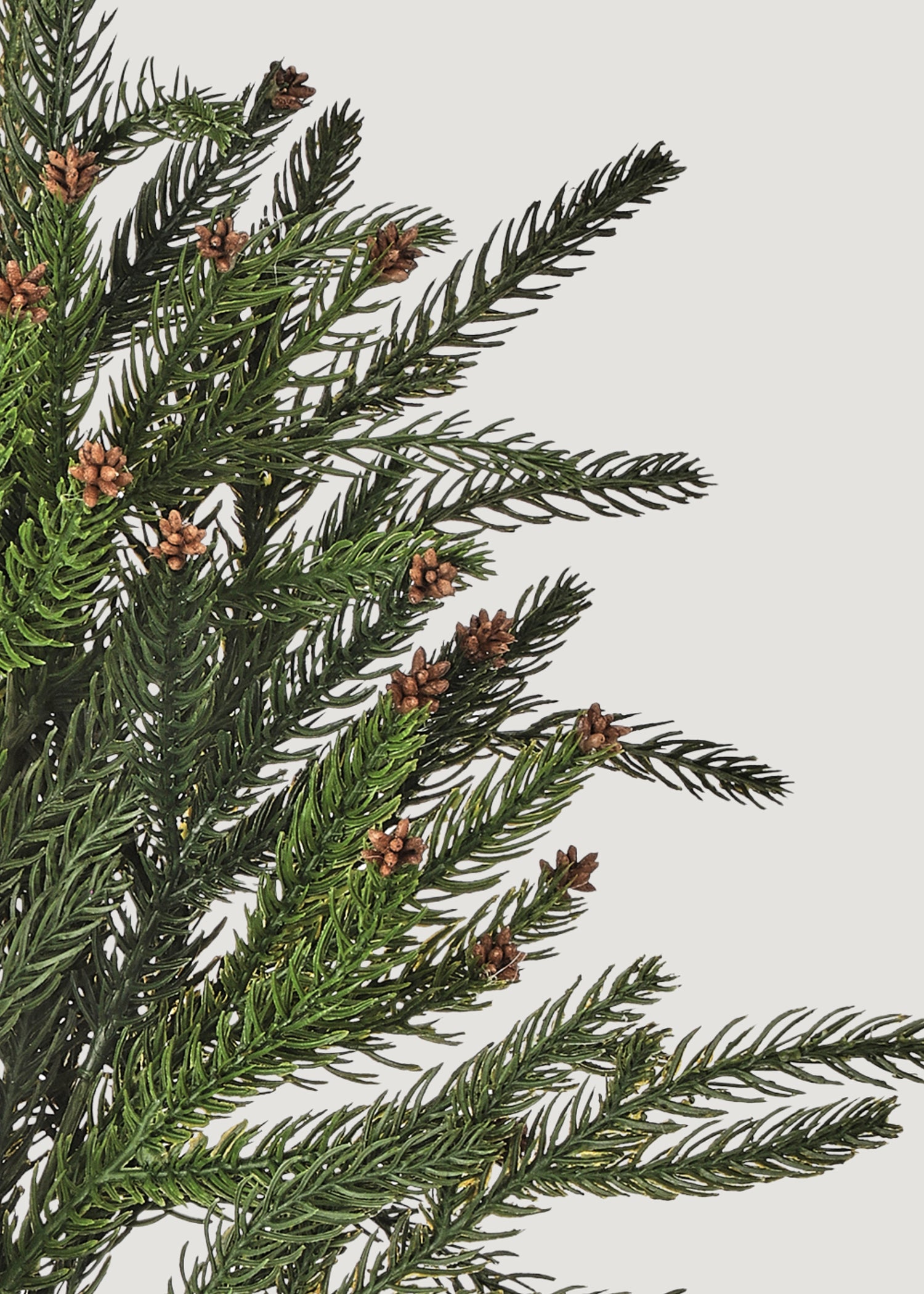 Close-up Natural Touch Hemlock Winter Branch with Mini Pine Cones