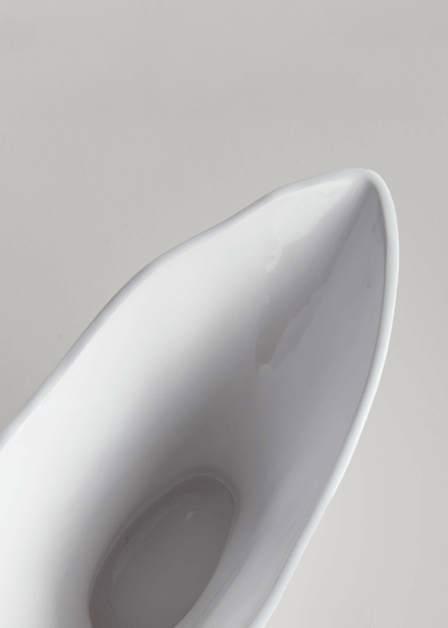 Inside of Handmade Ceramic Oval Vase in White