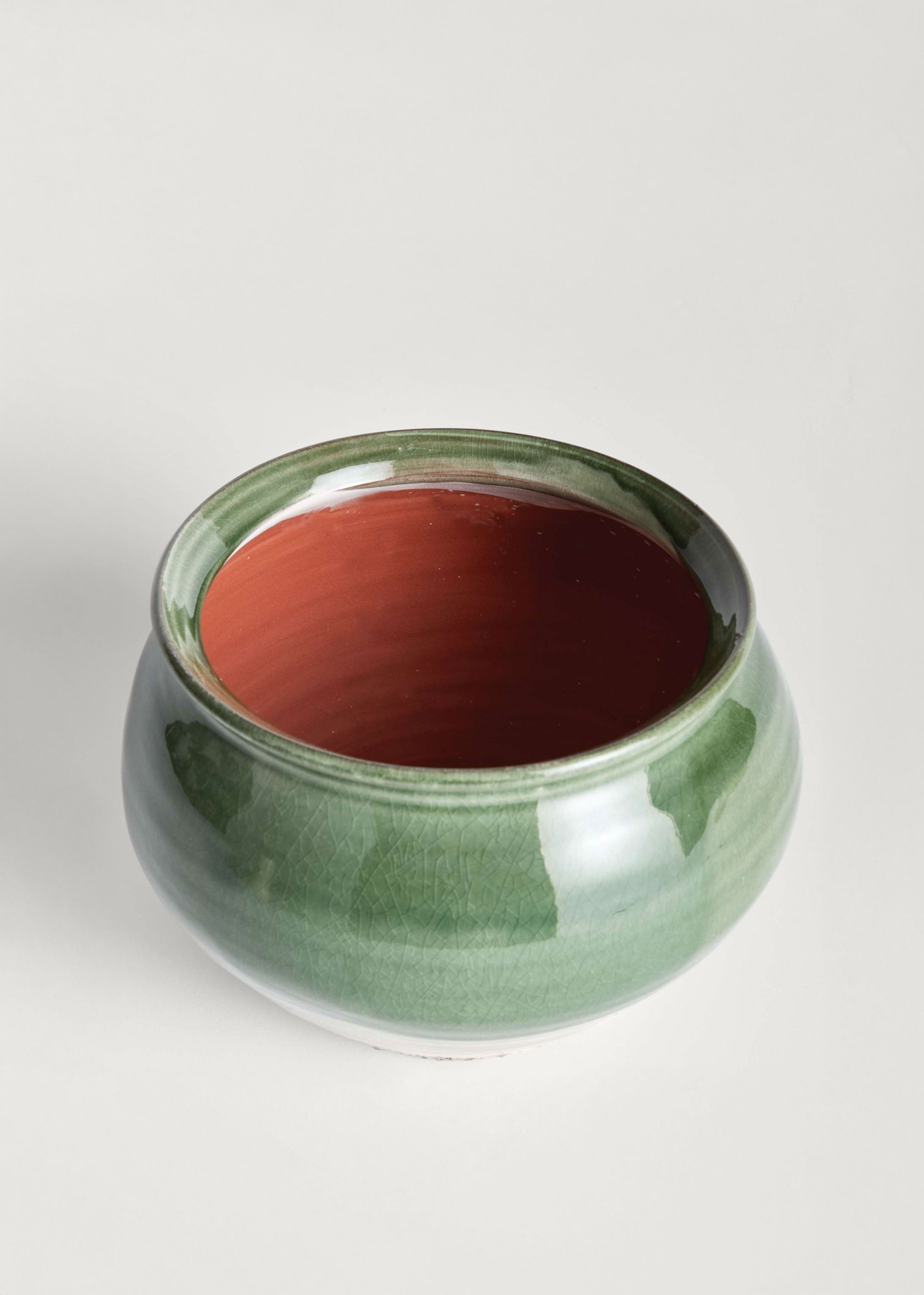 Inside of Green Handmade Terra Cotta Vase