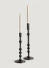 Set of 2 Black Aluminum Taper Candle Holders