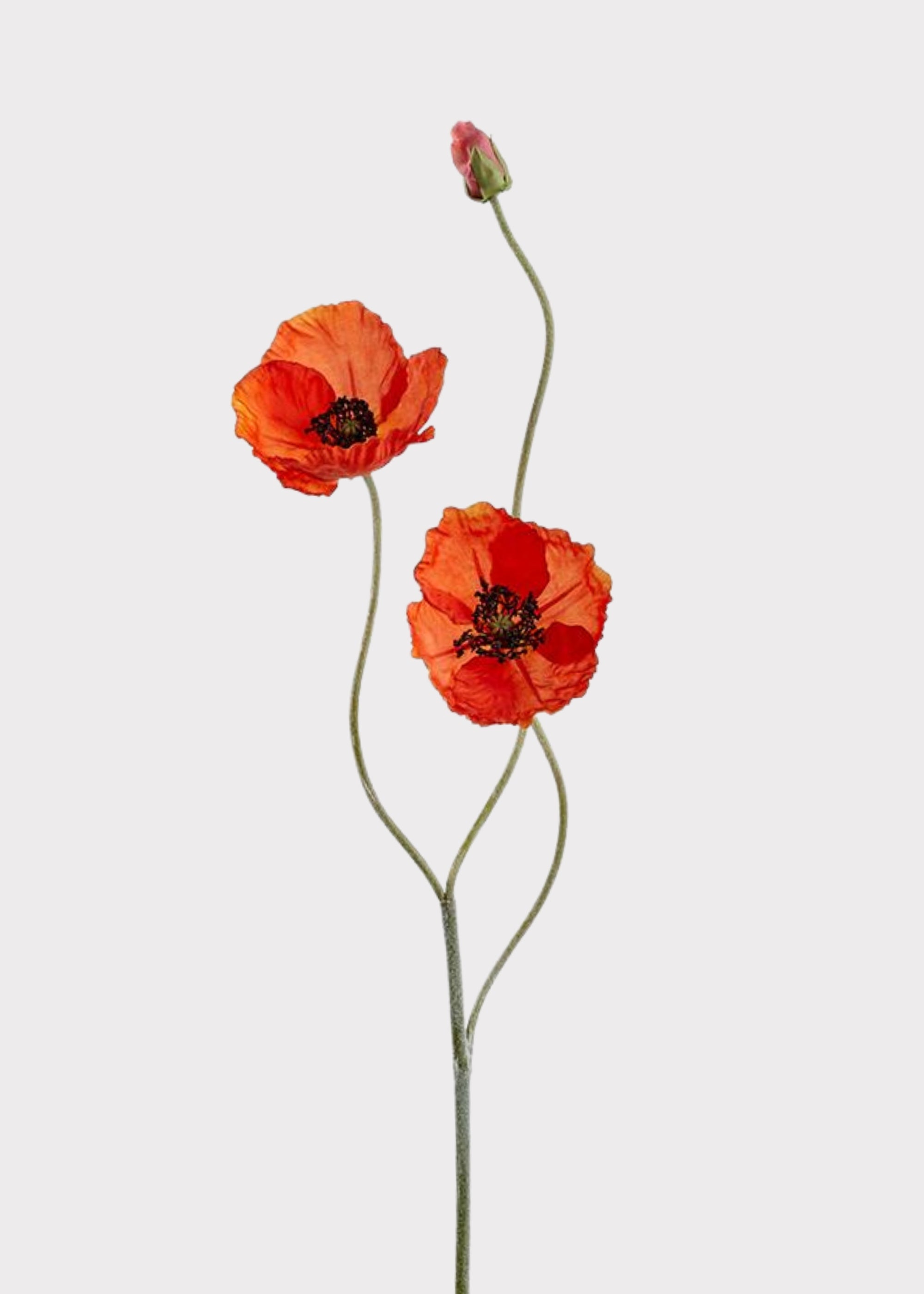 Faux Poppy Stem in Orange | Realistic Artificial Flowers | Afloral