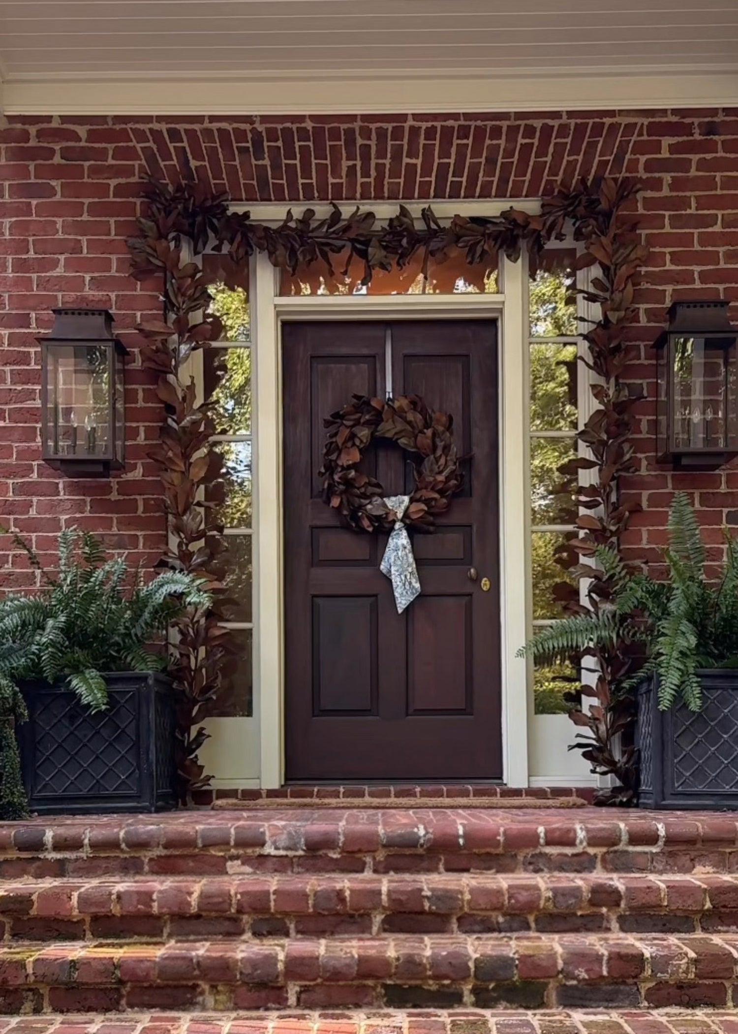 Artificial Magnolia Garland and Wreath Fall Porch Decor